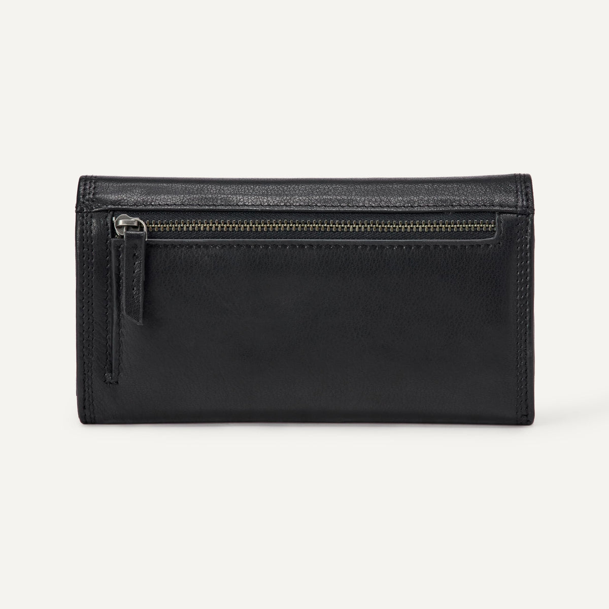 Amazon Essentials Women's Long Flap Continental Leather Wallet, Black, One Size