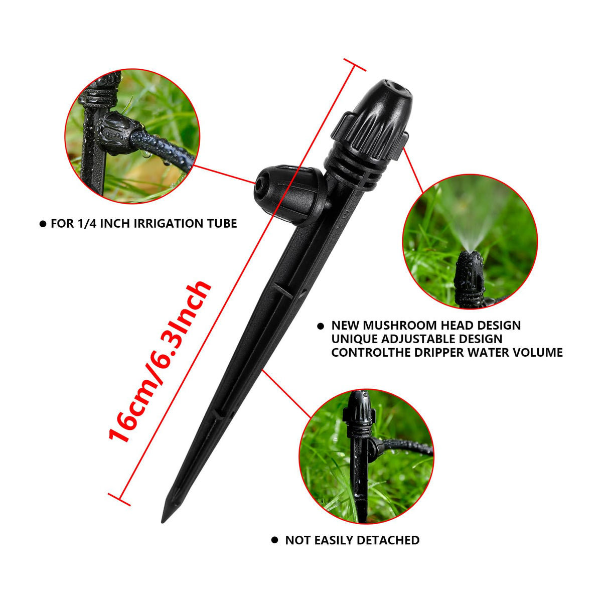 20 Pcs Drip Irrigation Misting Spray Emitters,360 Degree Adjustable Atomizing Nozzles Drip Line Misting Emitters for 1/4" Irrigation Tubing Micro Drip Misting Sprinkler for Garden Watering System