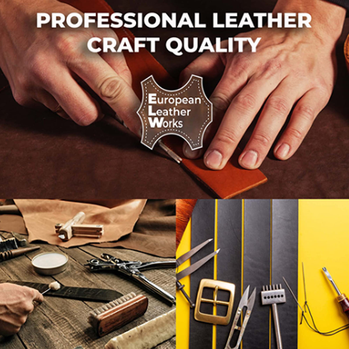 ELW 5-6 oz (2-2.4mm) Latigo Leather Belt Grade Straps | Size: 1.5"x50" (3.8x127cm) | Brown | Full Grain Cowhide, Heavy Duty Holsters, Sheathes, Harness, Saddle, Guitar Straps, Crafts