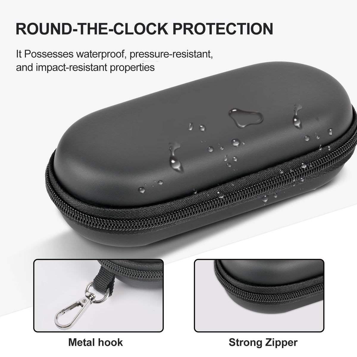 popolov Double Glasses Case,Dual Eyeglasses & Sunglasses Organizer with Clip Zipper Closure for Travel 2 Pairs Storage Box Black