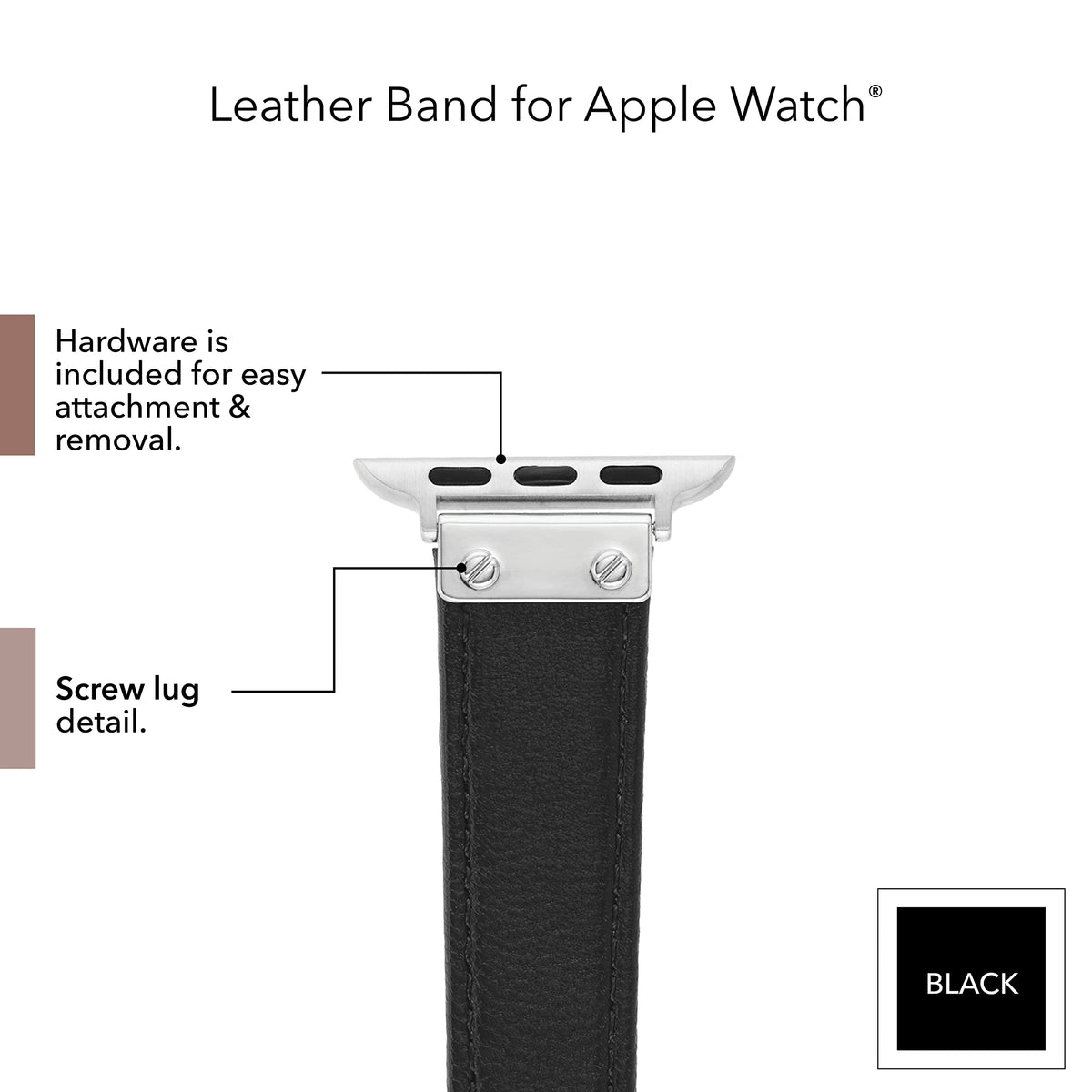 Anne Klein Leather Replacement Band for Apple Watch Secure, Adjustable, Apple Watch Band Replacement, Fits Most Wrists (38/40/41mm, Black)
