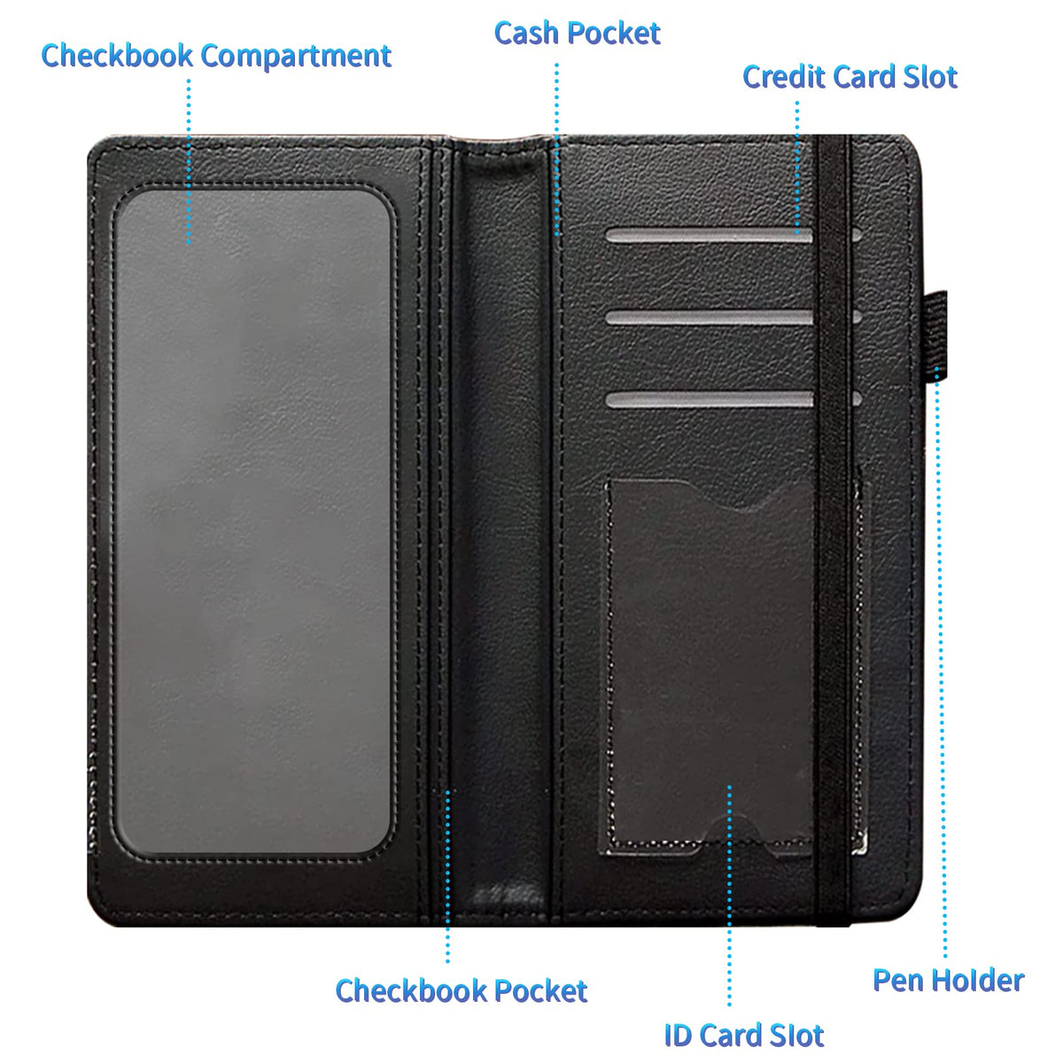 BREIDMKFM Leather RFID Check Book Cover with Credit Card Slots, Personal Duplicate Checks Holder with Pen Holder, Dragonfly Peony