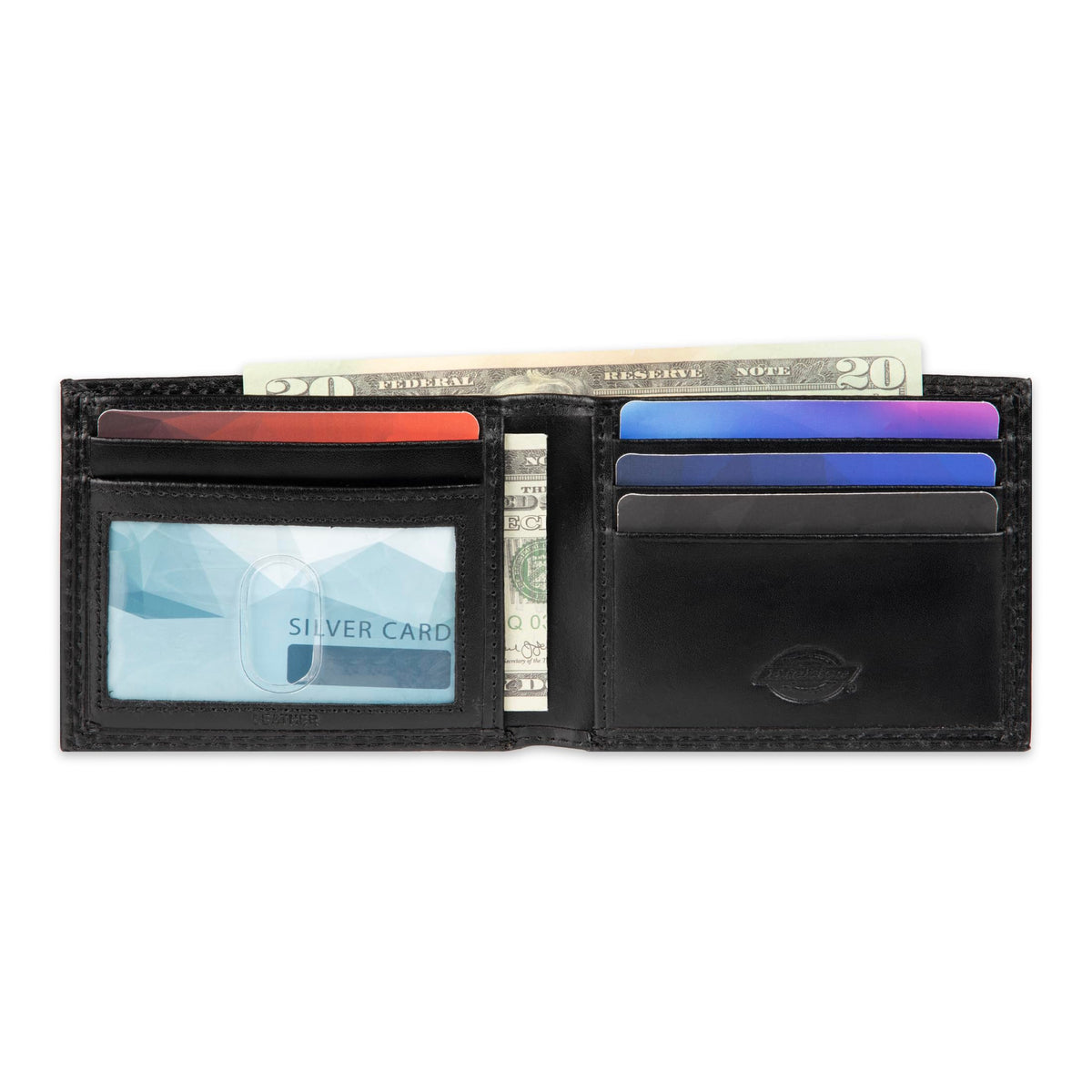 Dickies Mens RFID Everyday Leather Bifold Chain Wallet Black
