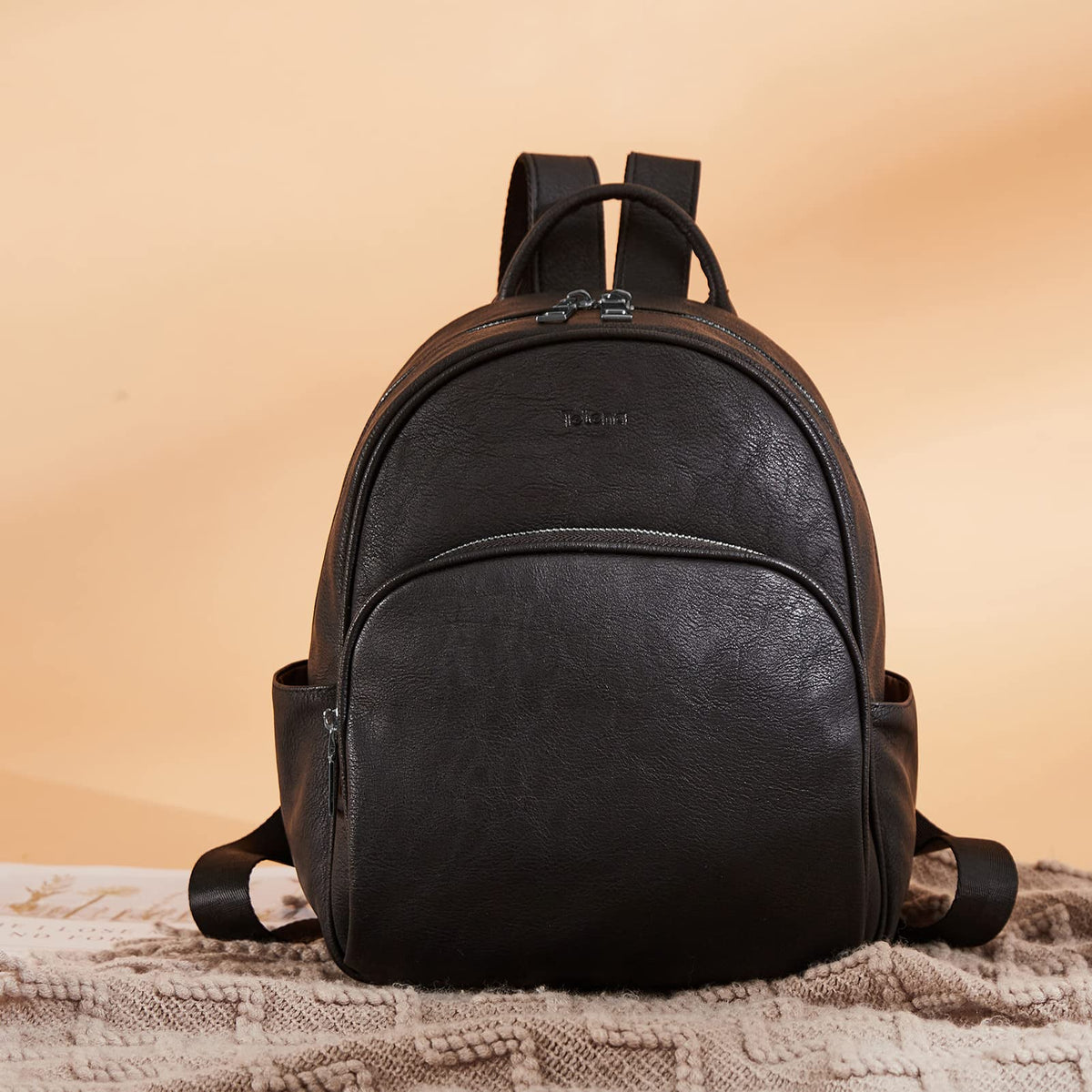 Telena Small Backpack Purse for Women Cute Mini Leather Travel Shoulder Bags Black