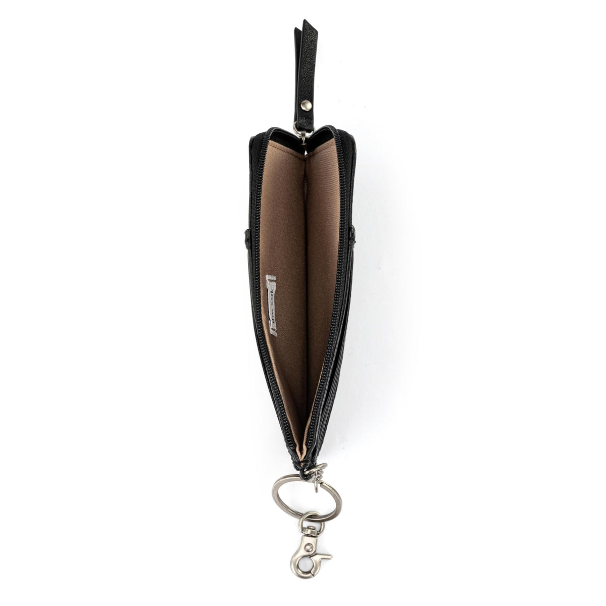 The Sak Iris Wallet in Leather, Elevated Card Holder with Keychain, Black Leaf Embossed II