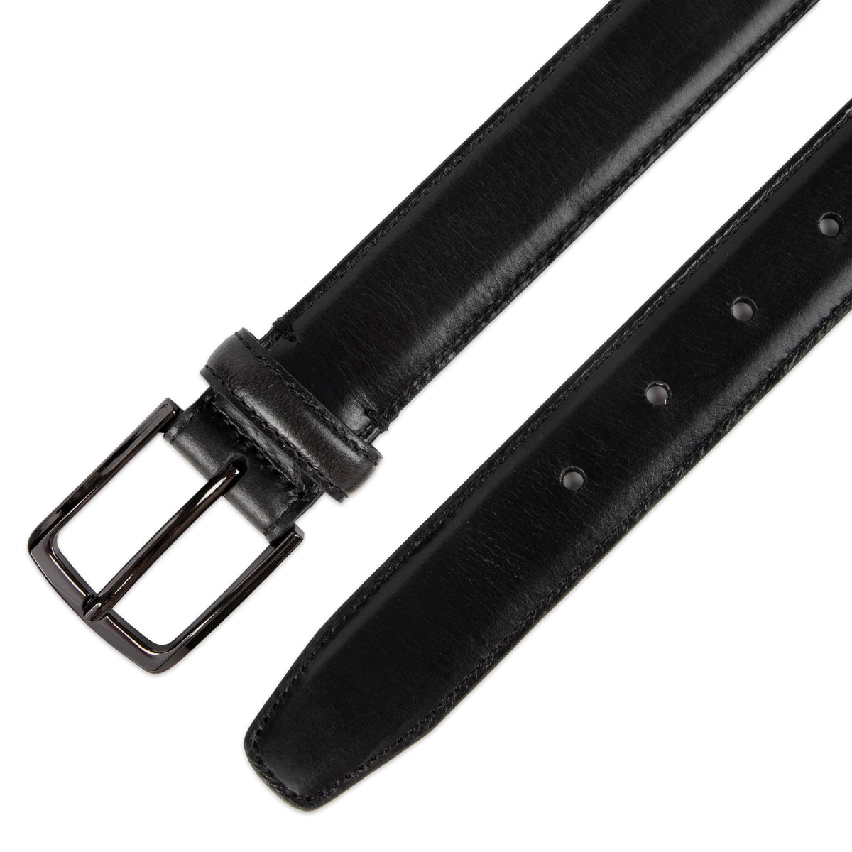 Haggar Men's Leather Dress Belt, Black, Medium