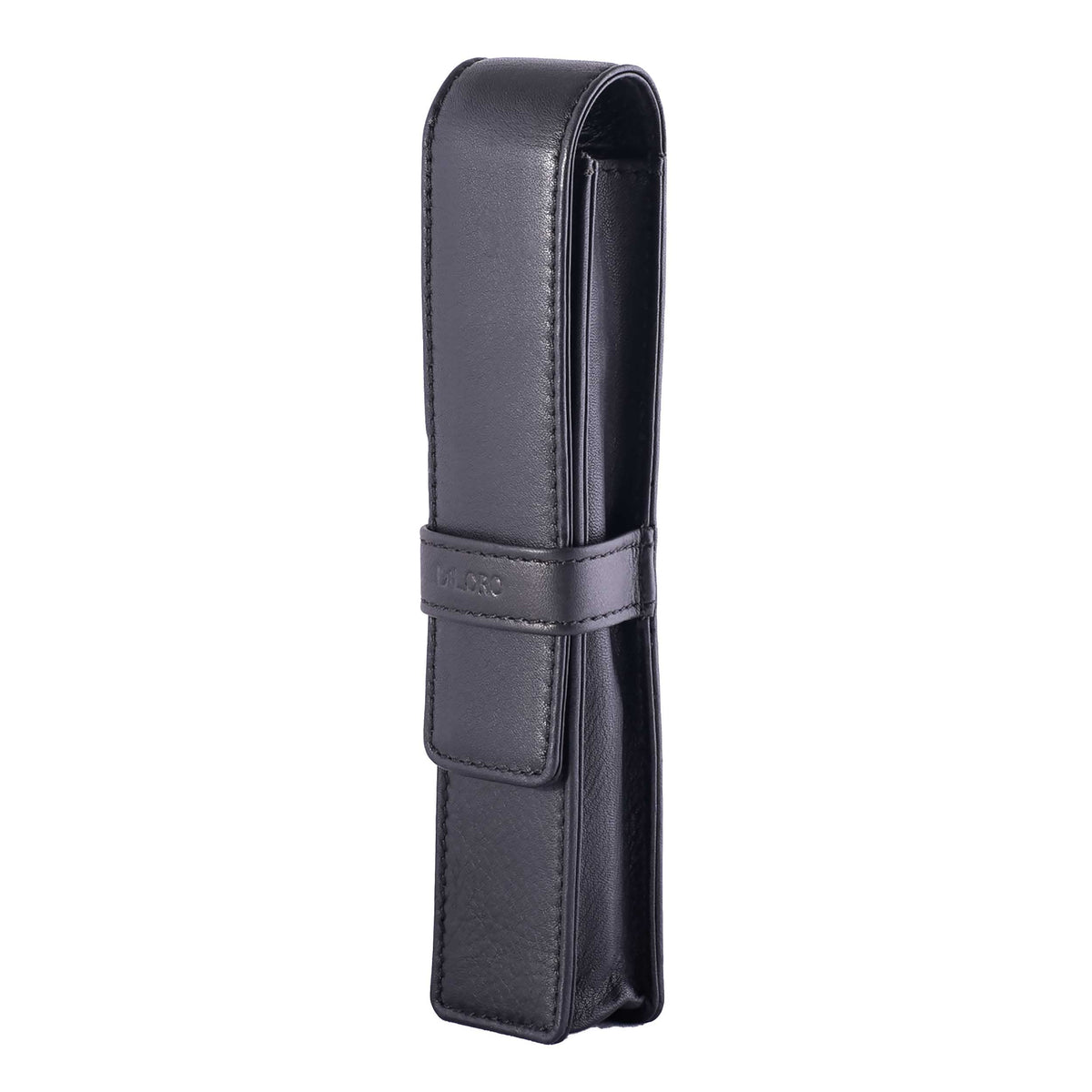DiLoro Leather Single Pen Case Pencil Pouch Holder for One Fountain Ballpoint Rollerball Pen and Pencil (Black)