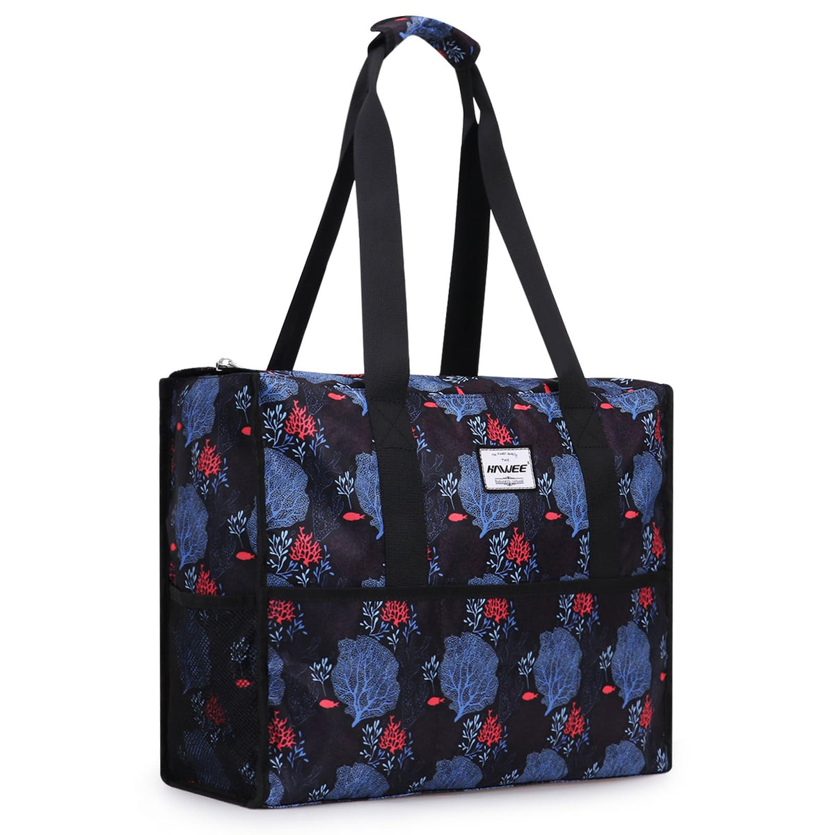 HAWEE Large Utility Bags for Women with Luggage Sleeve and 15.6” Laptop Pocket for Work Air-Friendly Travel Duffel Bag, Coral Leaf