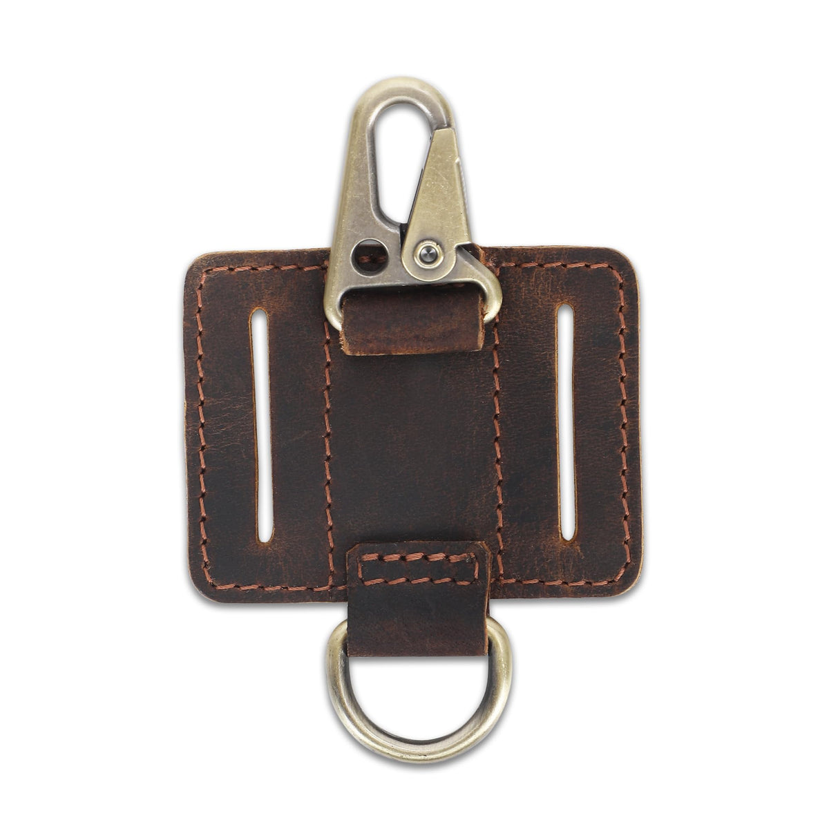 CestAntiQ Heavy Duty EDC Leather Key Ring Keychain Holder with Belt Loop, Key Fob Holder and Belt Clip for Men Brown