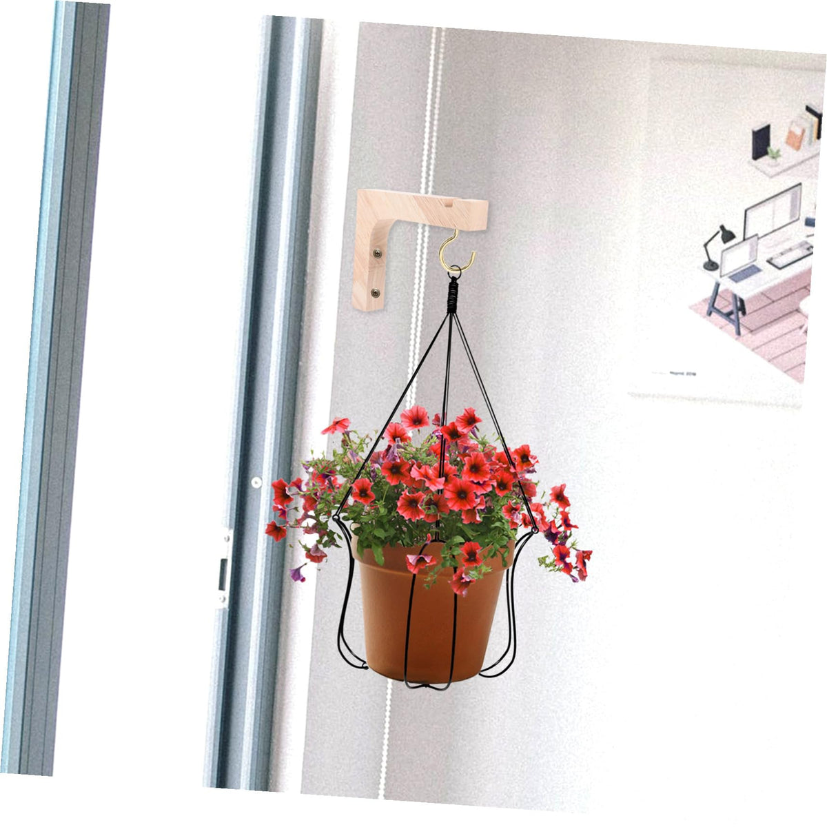 SEWACC Wooden Plant Hanger Hooks 2pcs Heavy-Duty Wall and Ceiling Hanging Plant Brackets for Indoor and Outdoor Flowerpot Holders Natural Wood Color