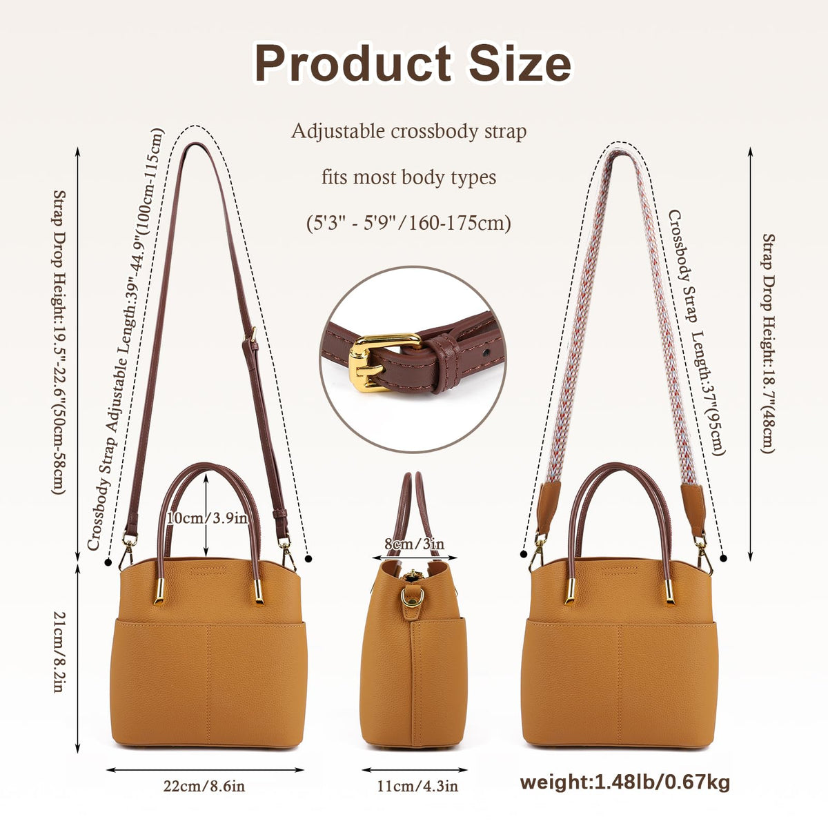MFFOR Genuine Leather Crossbody Purses and Handbags for Women, Tote Shoulder Purse Bucket Handbag, Top Handle Satchel (Orange
