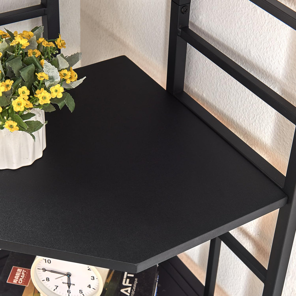 HOMISSUE Corner Shelf, 6 Tier Tall Narrow Bookshelf 76.9", Industrial Corner Bookcase with Storage for Home Office Living Room and Bedroom, Black