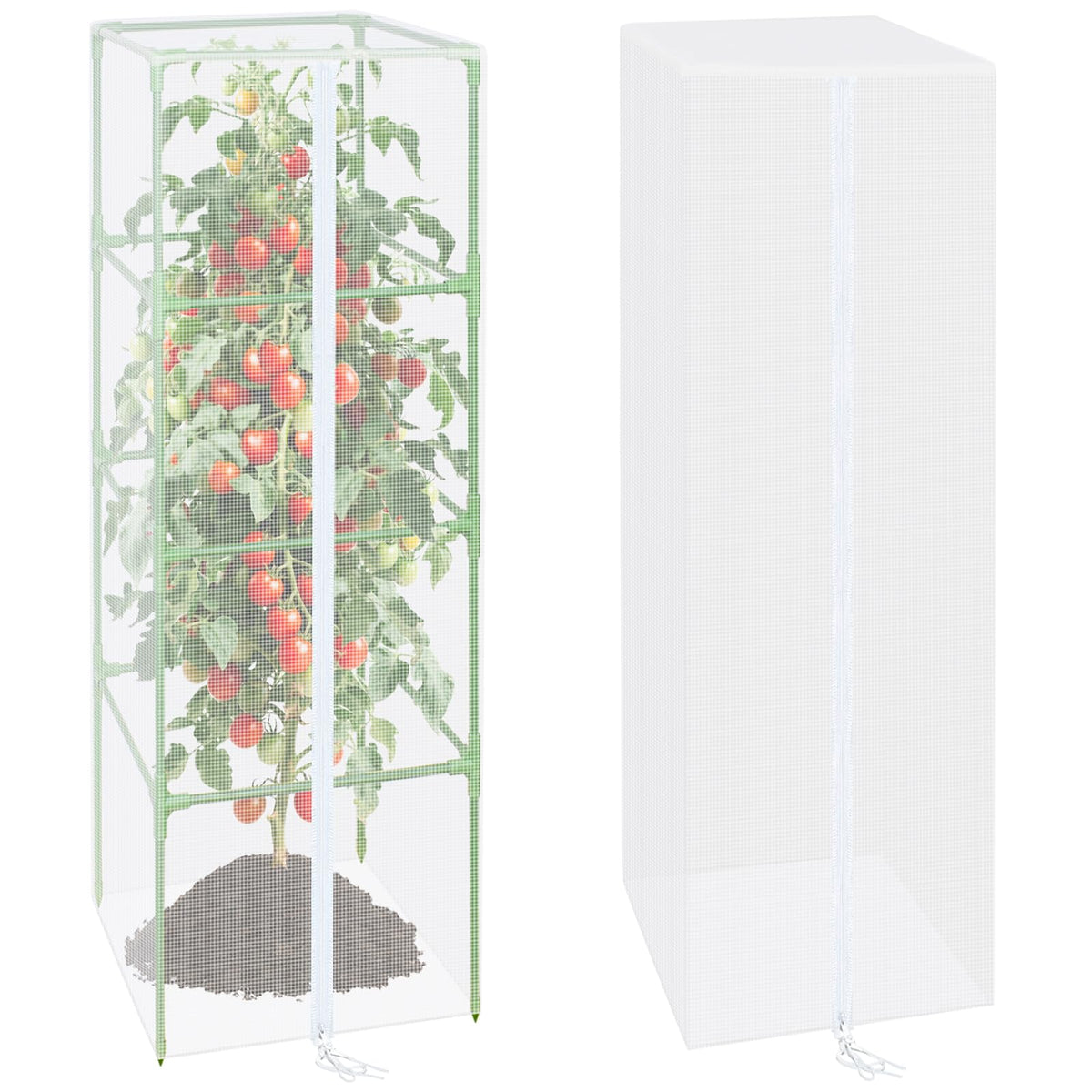 ZeeDix 57" x 16.1" Garden Bird Netting for Square Tomato Cage, 2 Pack Garden Mesh Barrier, Plant Covers Protect Tomatoes, Vegetables, Blueberry Bush from Birds & Pests