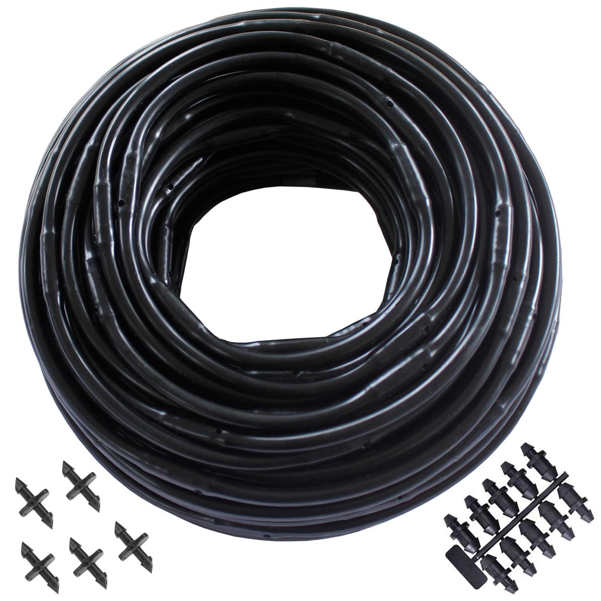 Habitech 1/4" Irrigation Dripline Tubing (100 Ft Roll) - 6" Emitter Spacing - 1/4" Drip Irrigation Fittings Included