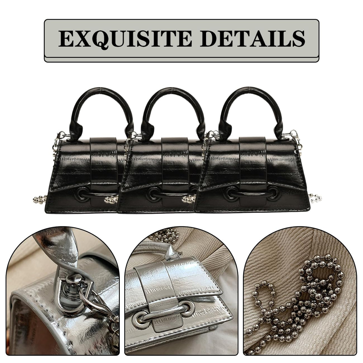 Mini Crossbody Bags Women's Y2K Purses Top Handle Crossbody Bag Clutch Shoulder Handbag for Cocktail Party Prom Wedding Black