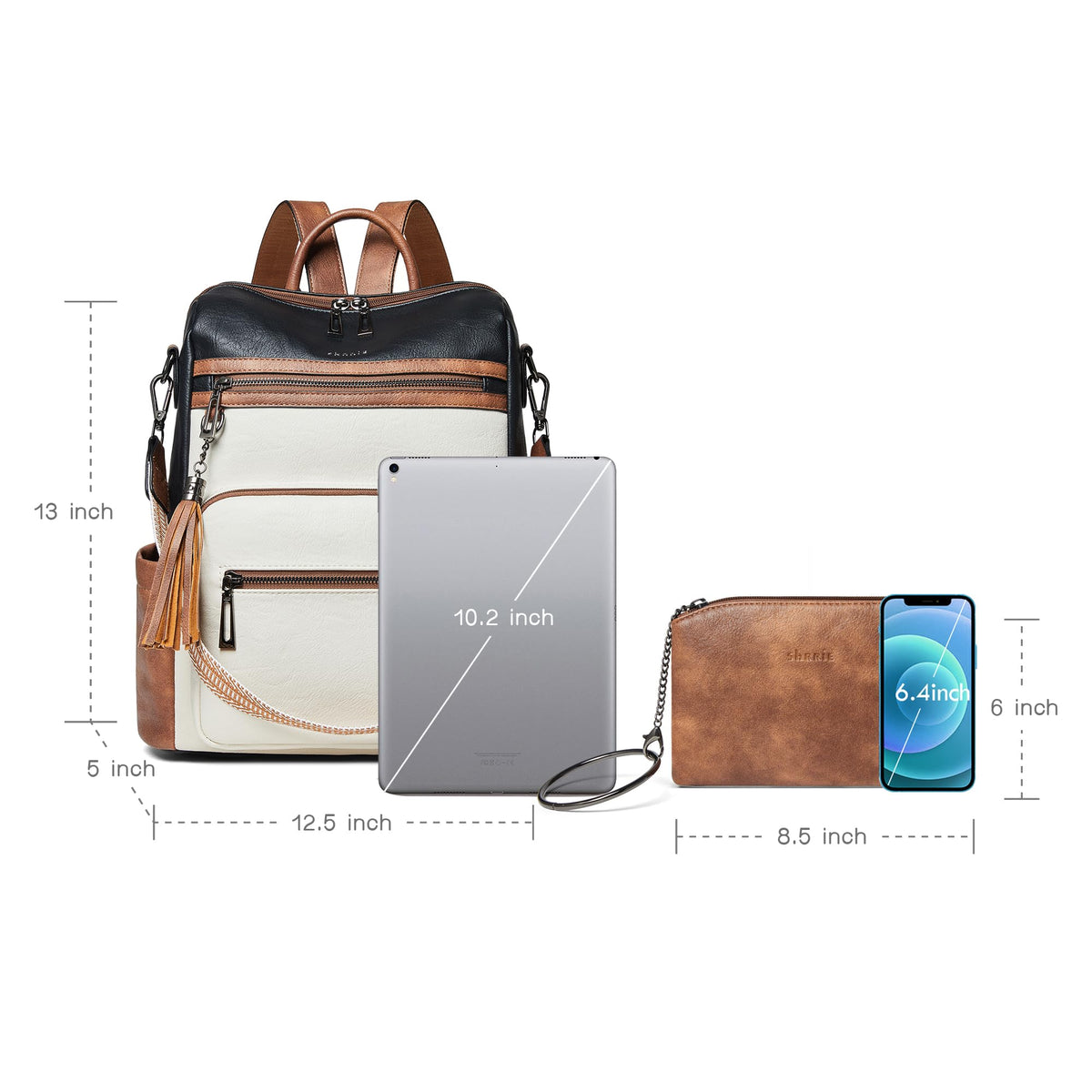 Shrrie Backpack Purse for Women Leather Fashion Designer Travel Backpack Convertible Shoulder Satchel Bag for College Work