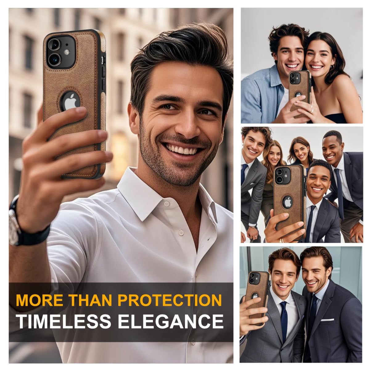 DOGODON Design Compatible with iPhone 11 Case Luxury Leather Business Vintage Slim Non-Slip Soft Grip Shockproof Protective Cover (2019) 6.1 Inch (Brown)