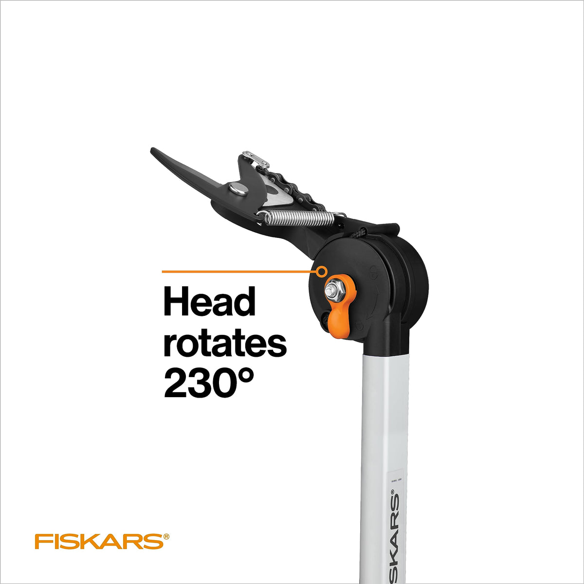 Fiskars 2-in-1 Extendable Tree Pruner and Pole Saw (Extends 7.9 - 12 feet) with Rotating Head, Pruning Stik Model with 15-Inch Double-Grind Saw Blade, and Double Locking System