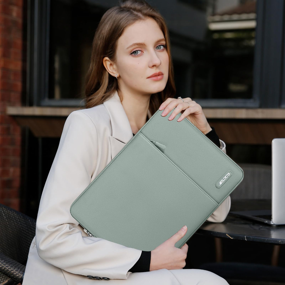 MOSISO Laptop Case 15 inch, 15 inch Laptop Sleeve Compatible with MacBook Air M5 A3448 M4 A3241 M3 A3114 M2 A2941 2026-2023, Dell XPS, Polyester Vertical Computer Sleeve Bag with Pocket, Antique Green