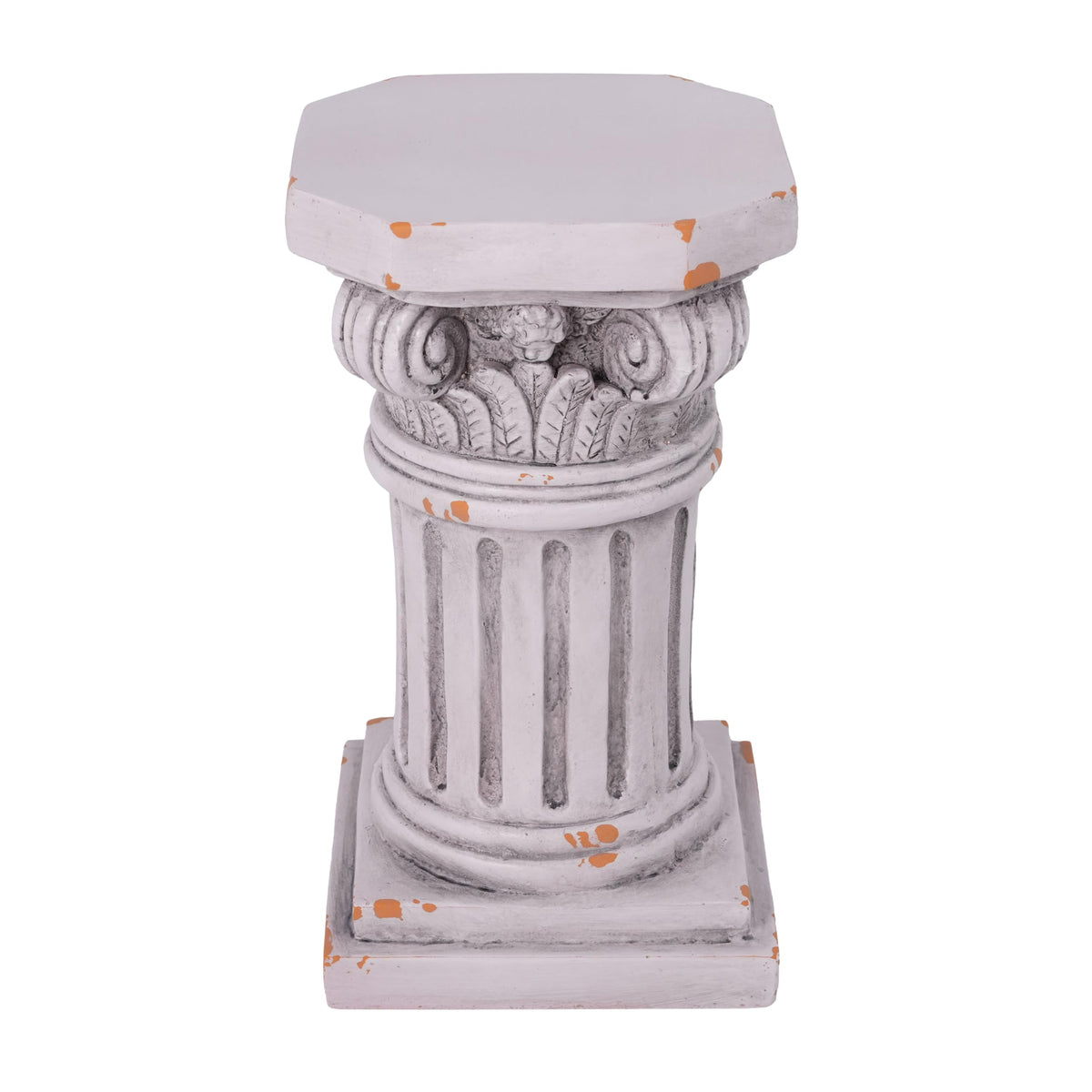 Christopher Knight Home 18.50"H Ionic Pedestal Plant Stand MGO Decorative Side Table Indoor Outdoor Entryway Garden Living Room Patio Sculpture Base, Antique White