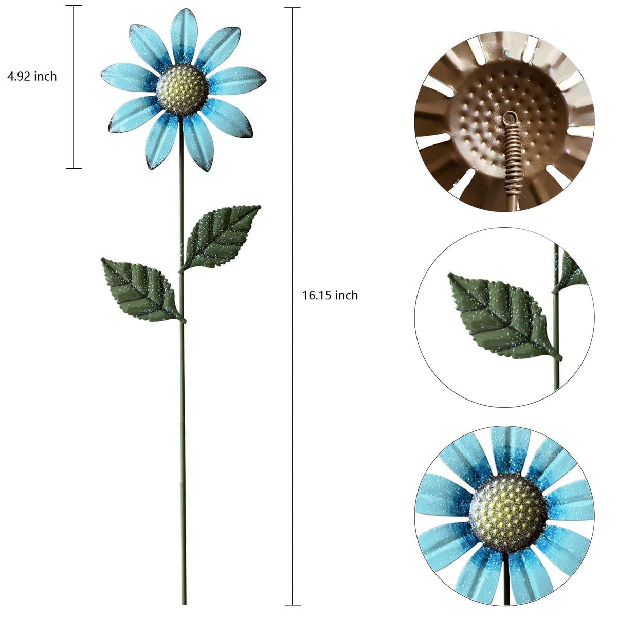 HUTHDAK Metal Flowers for Outside,8 Pack 16.15" Decorative Garden Stakes with Swaying Flowers Head Yard Art,Spring Garden Decor for Lawn, Pathway & Garden