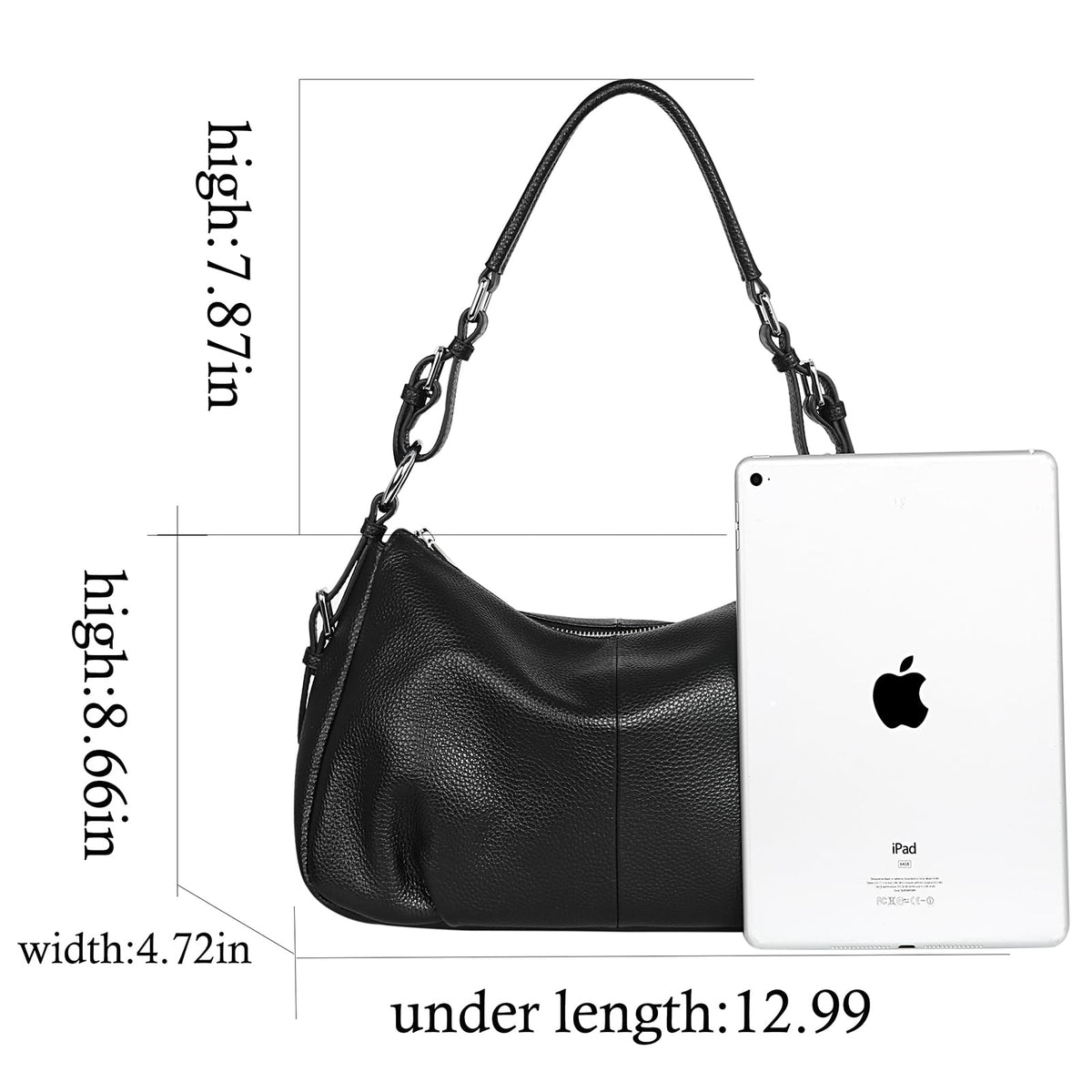 HESHE Leather Purses and Handbags Hobo Shoulder Bags Tote Bag Crossbody Purse Ladies Designer Satchel Bags(Black)
