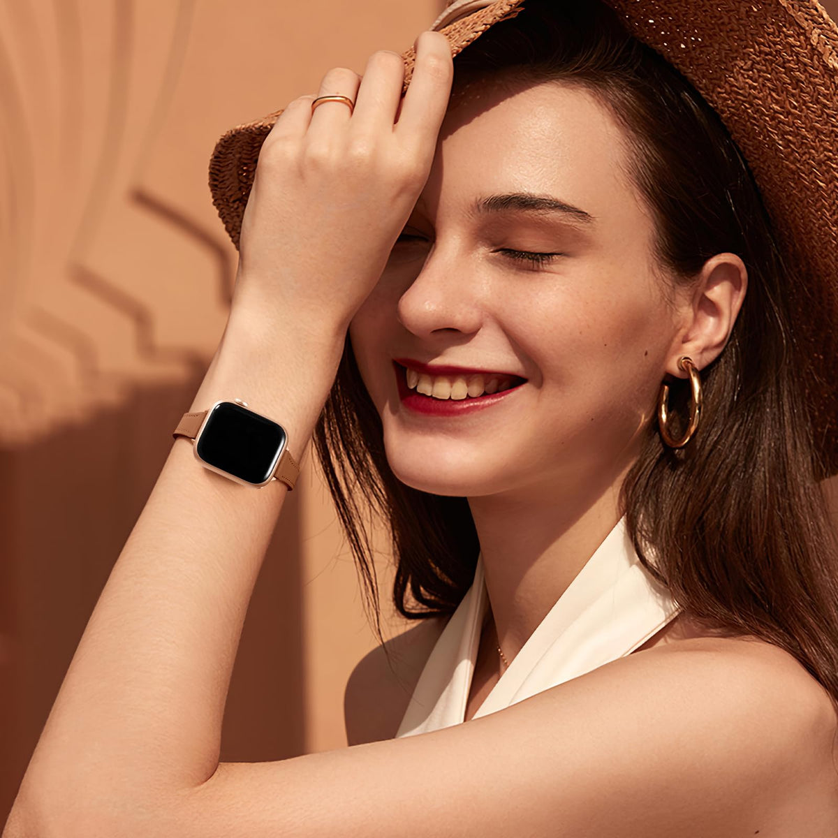Charlam Slim Leather Band Compatible with Apple Watch Bands for Women 40mm 38mm 41mm 42mm 44mm 45mm 46mm, Top Grain Genuine Leather Strap Thin Wristband for iWatch Series 11 10 SE 9 8 7 6 5 4 3 2 1