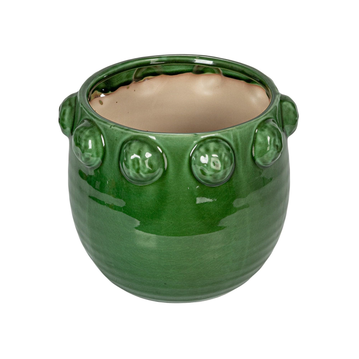 Creative Co-Op Terra-Cotta Planter with Raised Dots, Green