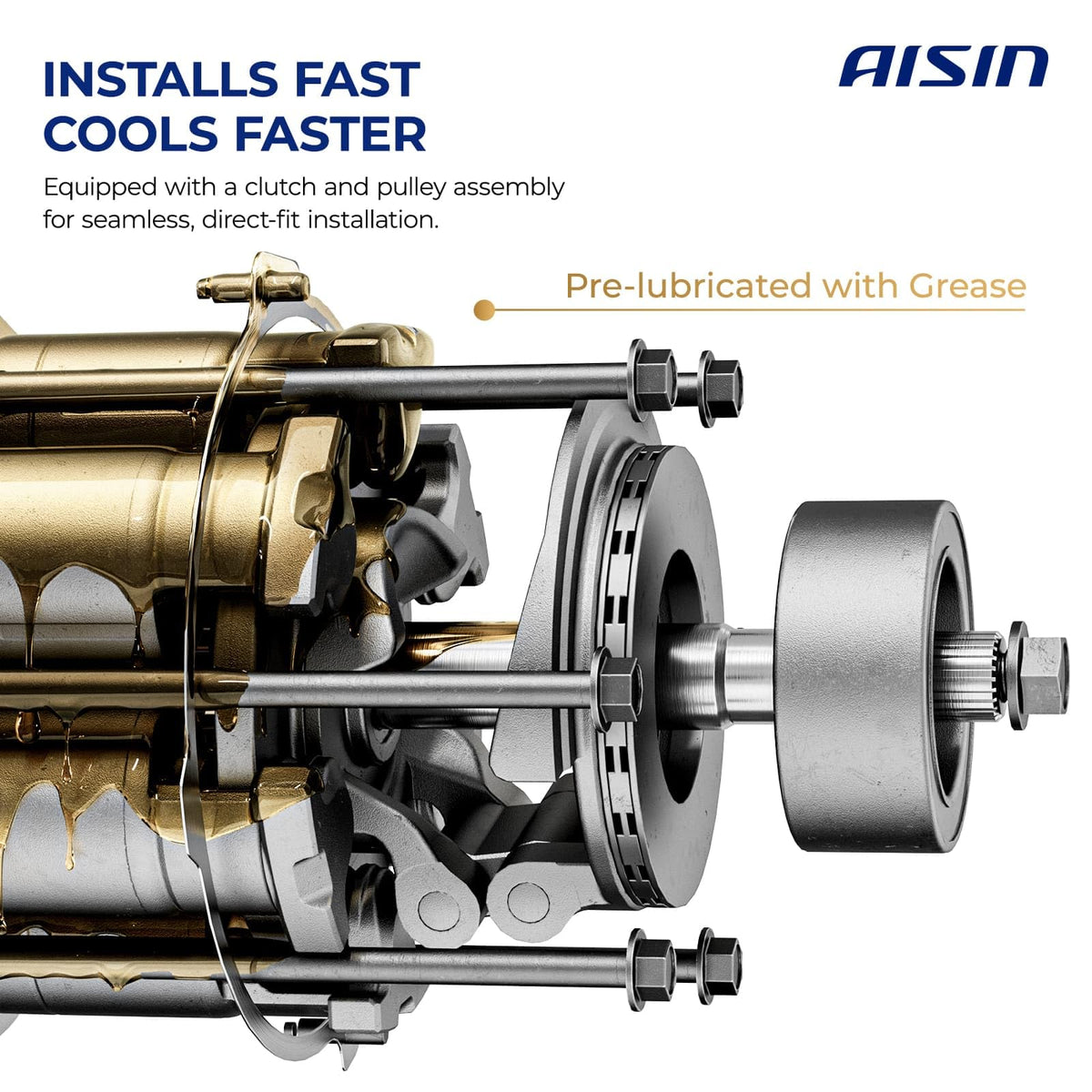 AISIN AFTERMARKET ACCCH-00769 Air Conditioner AC Compressor - Compatible with Jeep Compass 2009-2017, Patriot 2009-2017, Dodge Caliber 2009-2012 - with 6-Pulley Groove, with Clutch