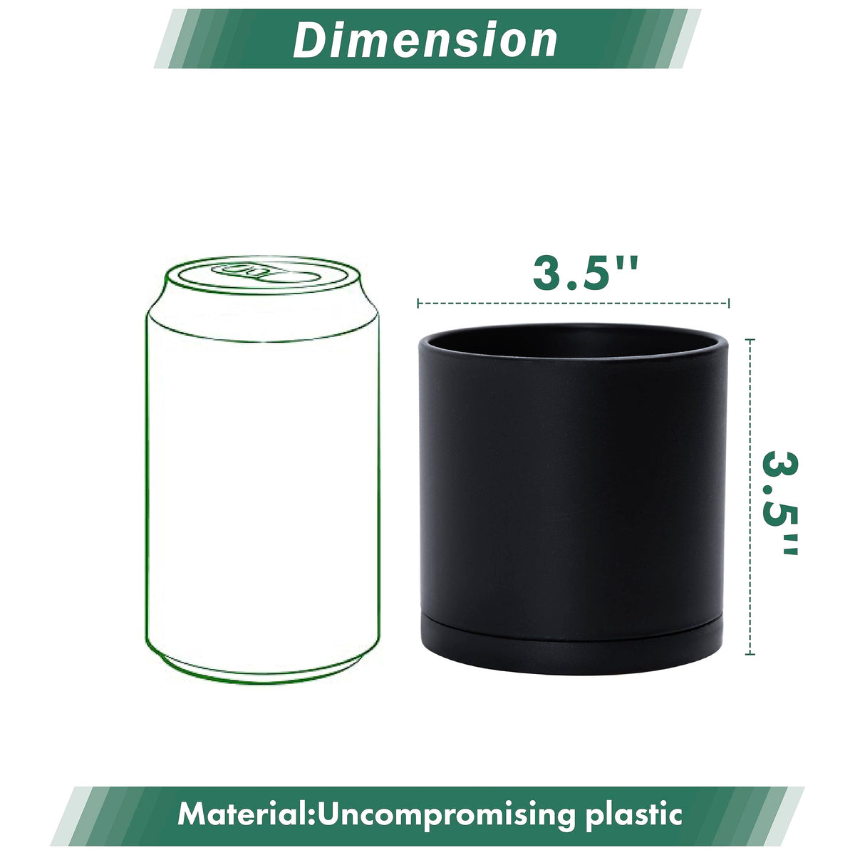 D'vine Dev 12 Pack 3.5 Inch Mini Plastic Plant Pots, Small Garden Planters for Plant with Drainage Holes and Saucers, Black Color, 74-Y-D-4