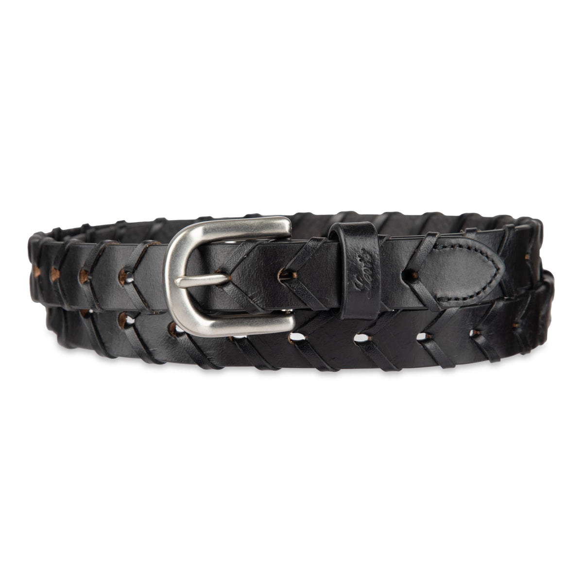 Levi's Women's Fully Adjustable Skinny Leather Braid Belt, Black, Small