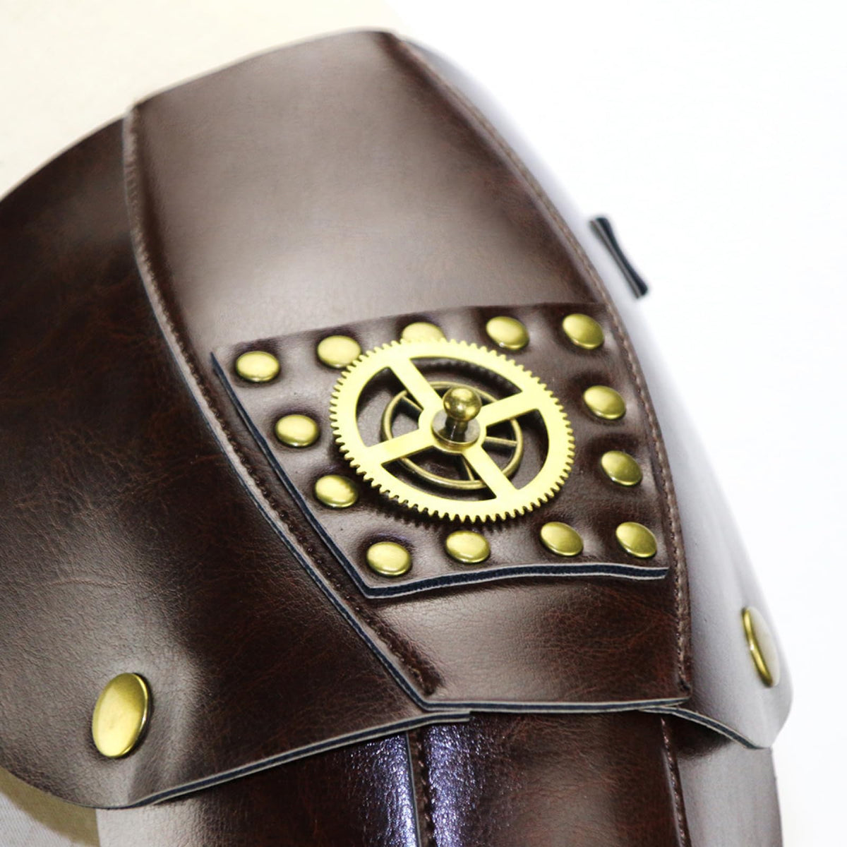 Steampunk Armband Leather Armor Shoulder Bracer Adjustable Medieval Knight Renaissance Cosplay Accessory Brown