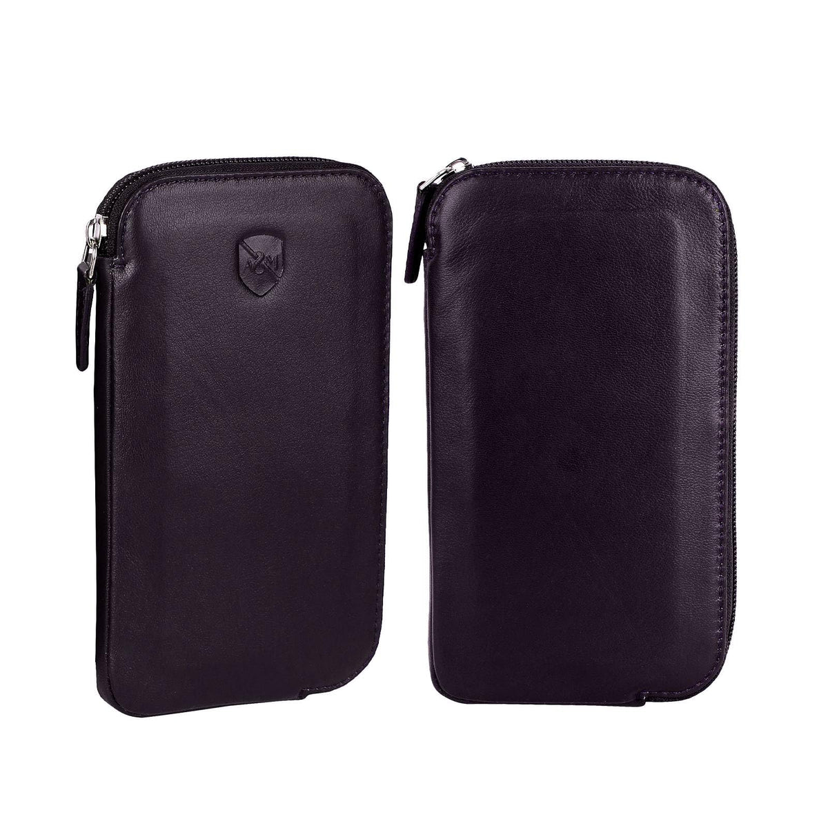 ALLEN & MATE Genuine Leather iPhone Pouch with Zip – Slim Mobile Phone Sleeve Cell Phone Pouch for iPhone 17 Pro Max, 16, 15, Google Pixel 10, Samsung Galaxy S25 & Android Smartphones Brown