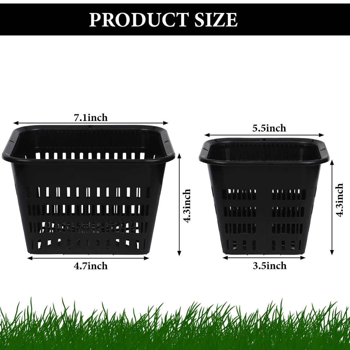 12 Pcs Black Orchid Pot Set - Breathable Slotted Plastic Plant Pot with Drainage Hole for Air Plants & Orchids (7.1 Inches, 5.5 Inches)
