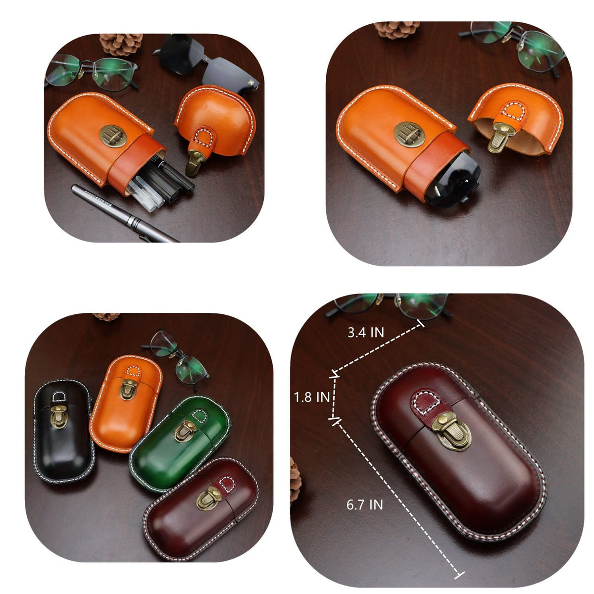 Fanyixuan Leather Eyeglass Case Hard Shell Retro Men And Women Sunglasses Nearsighted Glasses Locking clasp Protection Box (Crimson)