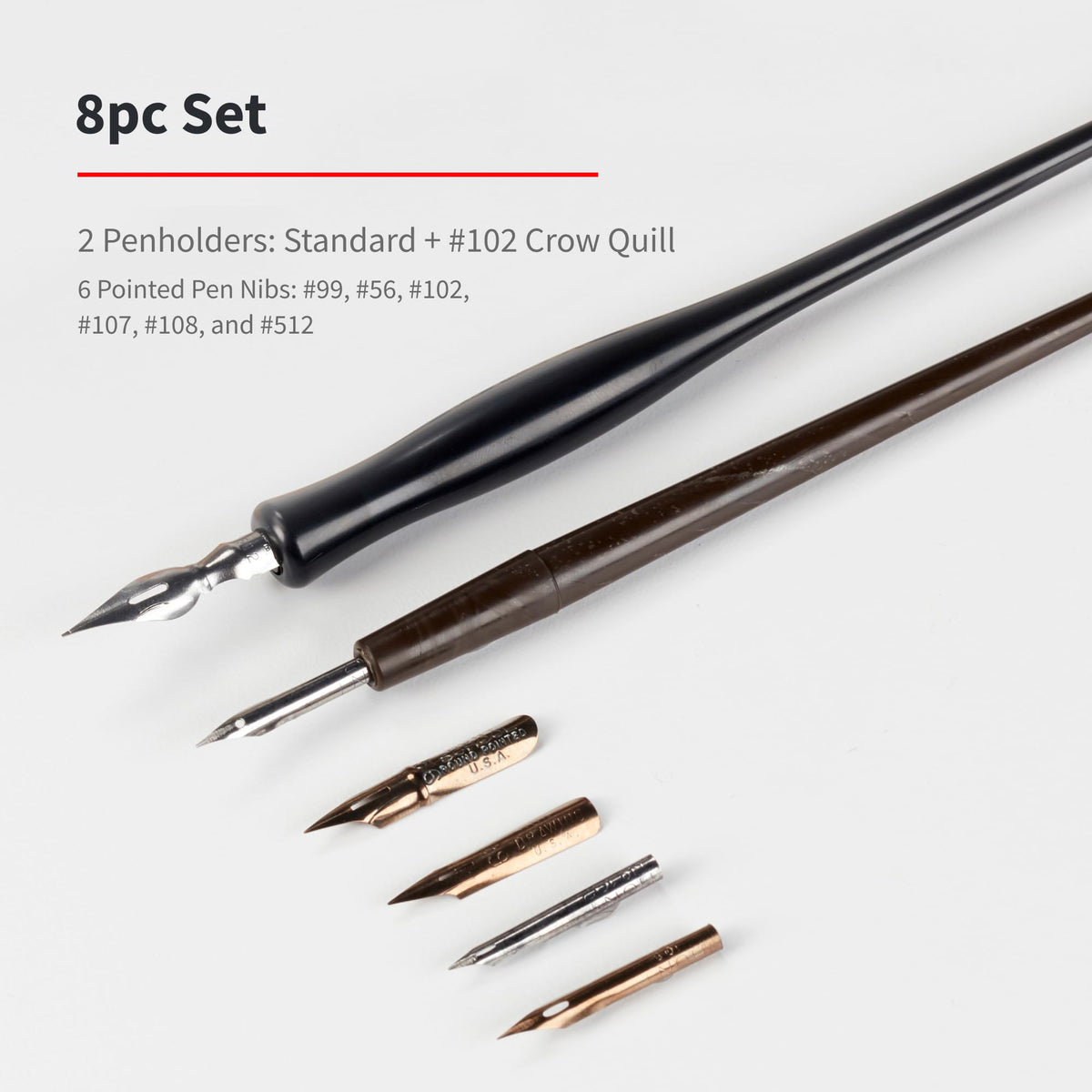 Speedball Sketching Set with Penholders and Pens, Set of 8 (SB2964), Black