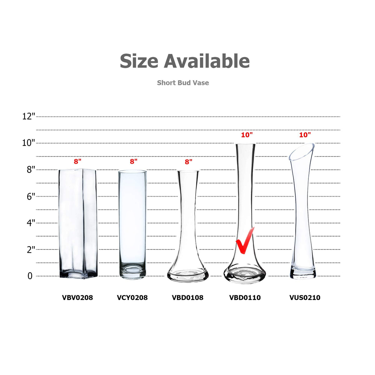 WGV Gathering Bud Vase, Width 3", Height 10", Clear Standard Concaved Hurricane Glass Floral Container Centerpiece Planter for Wedding Party Event Home Office Decor, 1 Piece