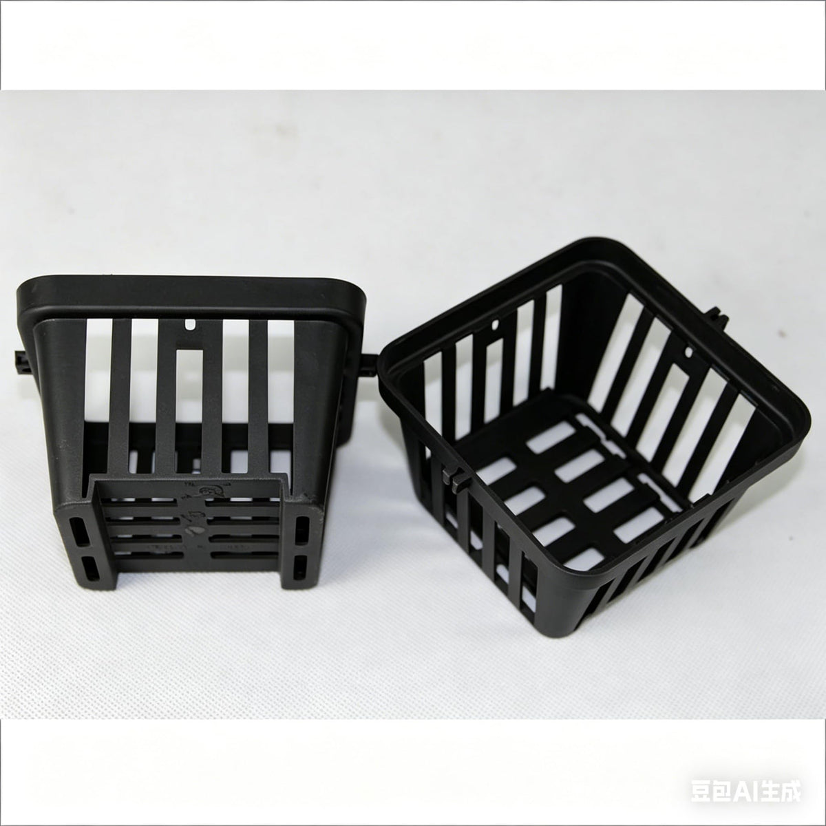 CHTASO 12 PCS Plastic Net Pots for Orchid Vanda, 4.3 Inch Square Basket Pots, Black, Hanging Flower Planter