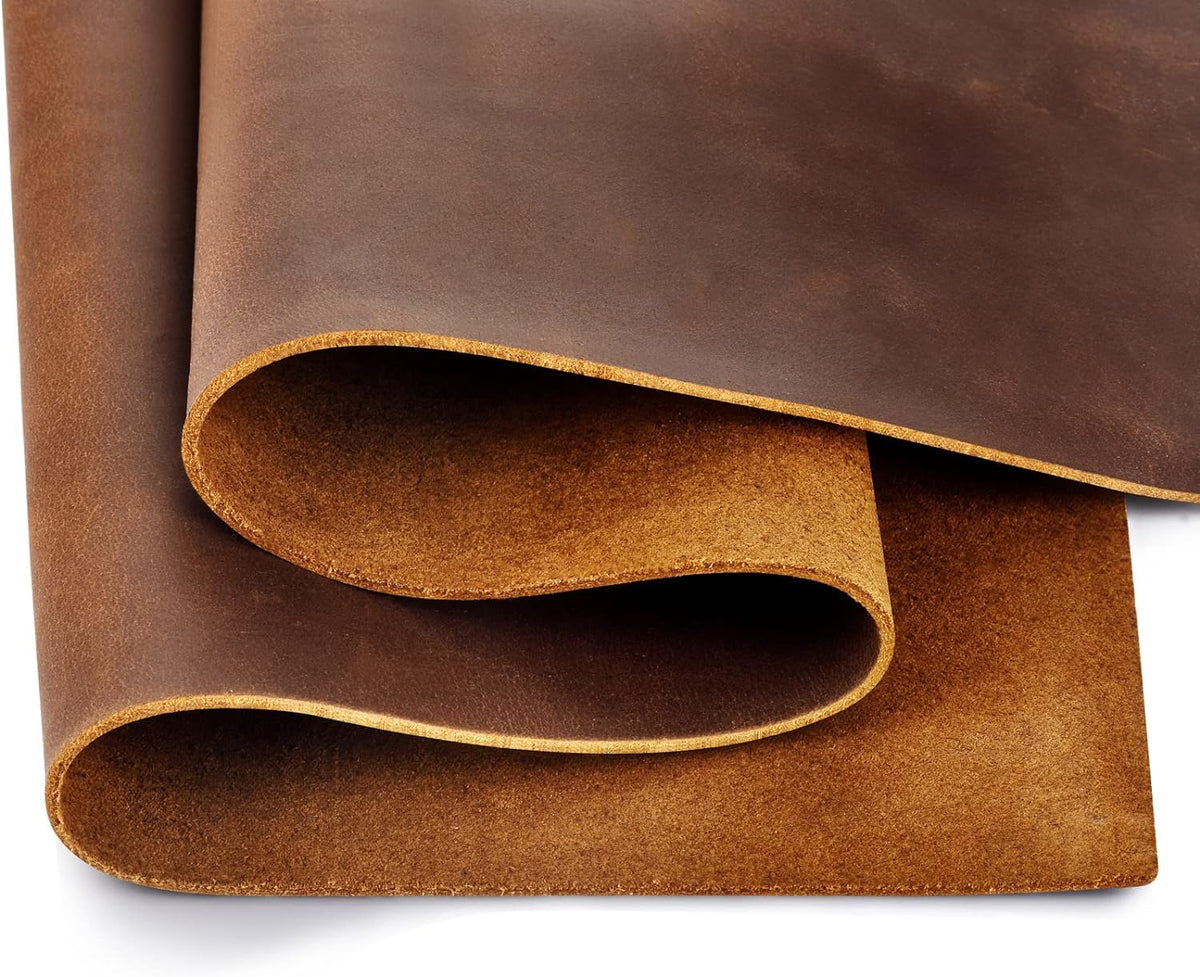 Genuine Cowhide Leather Brown Color 12'' X 24" Sheets for Crafts 1.8-2.0 mm Thickness Pre Cut Pieces for Tooling, Art, Sewing, Hobby for Cutting and Engraving Machines