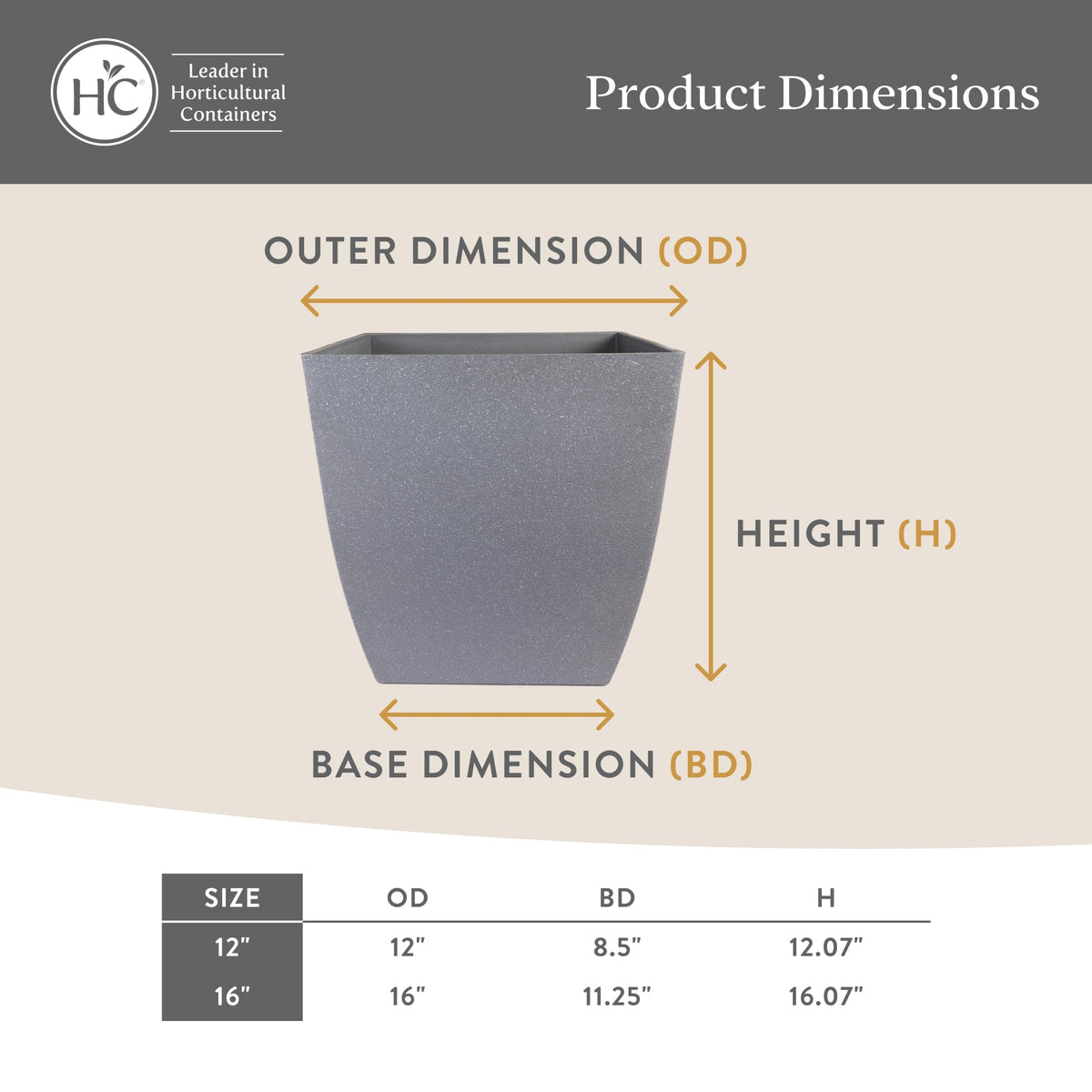 The HC Companies Santa Fe Square Self-Watering Pot - Lightweight Plastic Planter for Herbs & More - Durable Plant Pots for Indoor Plants & Outdoor Plants (12" Black Sand, Pack 2)