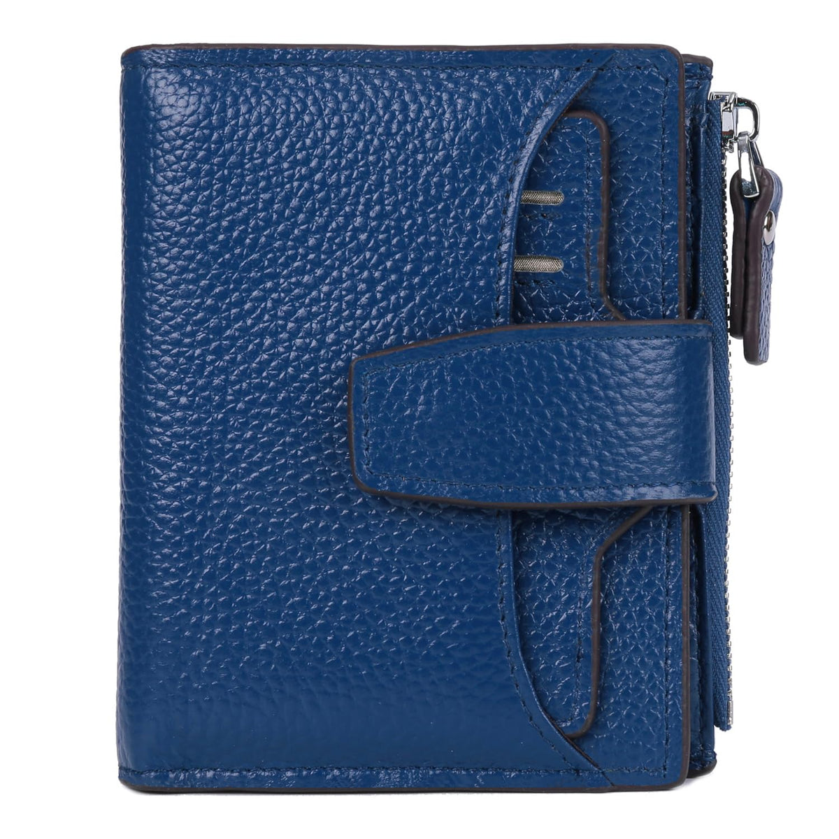 AINIMOER Women's RFID Blocking Leather Bi-fold Wallet, Lichee Blue