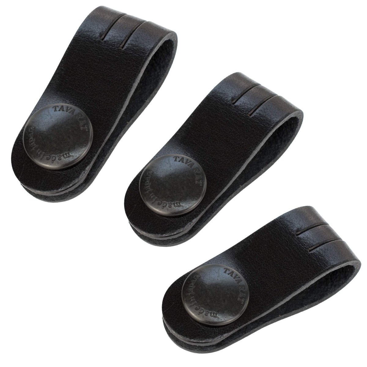TAVARAT Cord Organizer, Long size, Cable Organizer, Charger Organizer, made in Japan, Genuine Leather, Cable Straps, (Long size, Black, set of 3)