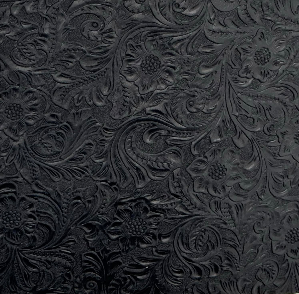 Western Style Bump Texture Geometric Pattern 2.0mm(5-5.5oz) Genuine Leather Sheet, Floral Tooling Craft Leather for DIY Projects (Black | Pattern 12"x24"）