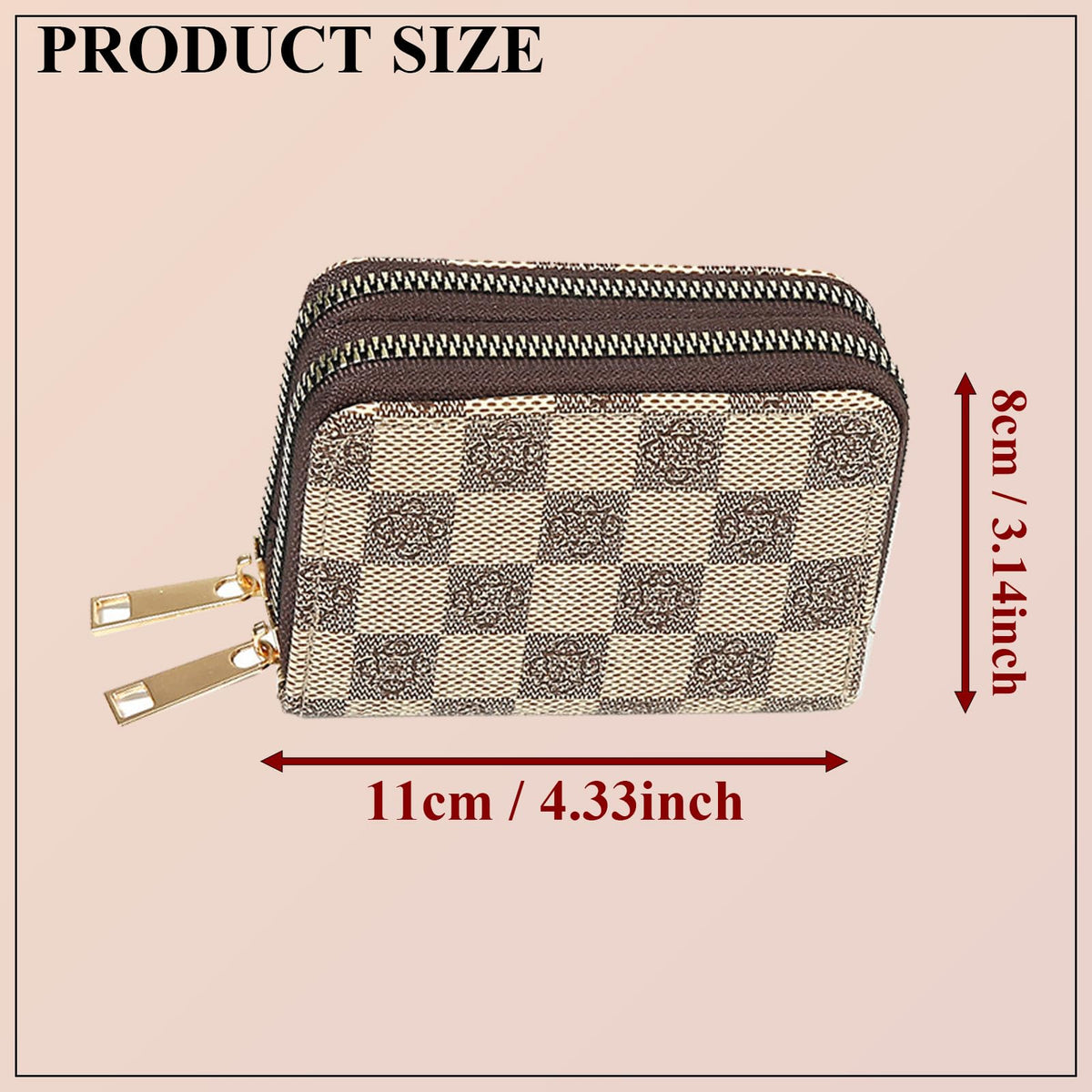 LFWATAXY PU Leather Accordion Card Wallet, Double-Layer Zippered Card Holder for Women Men Multi-Slot Large Capacity Card Organizer Compact Travel Wallet with Coin Purse ID Window (Gray)