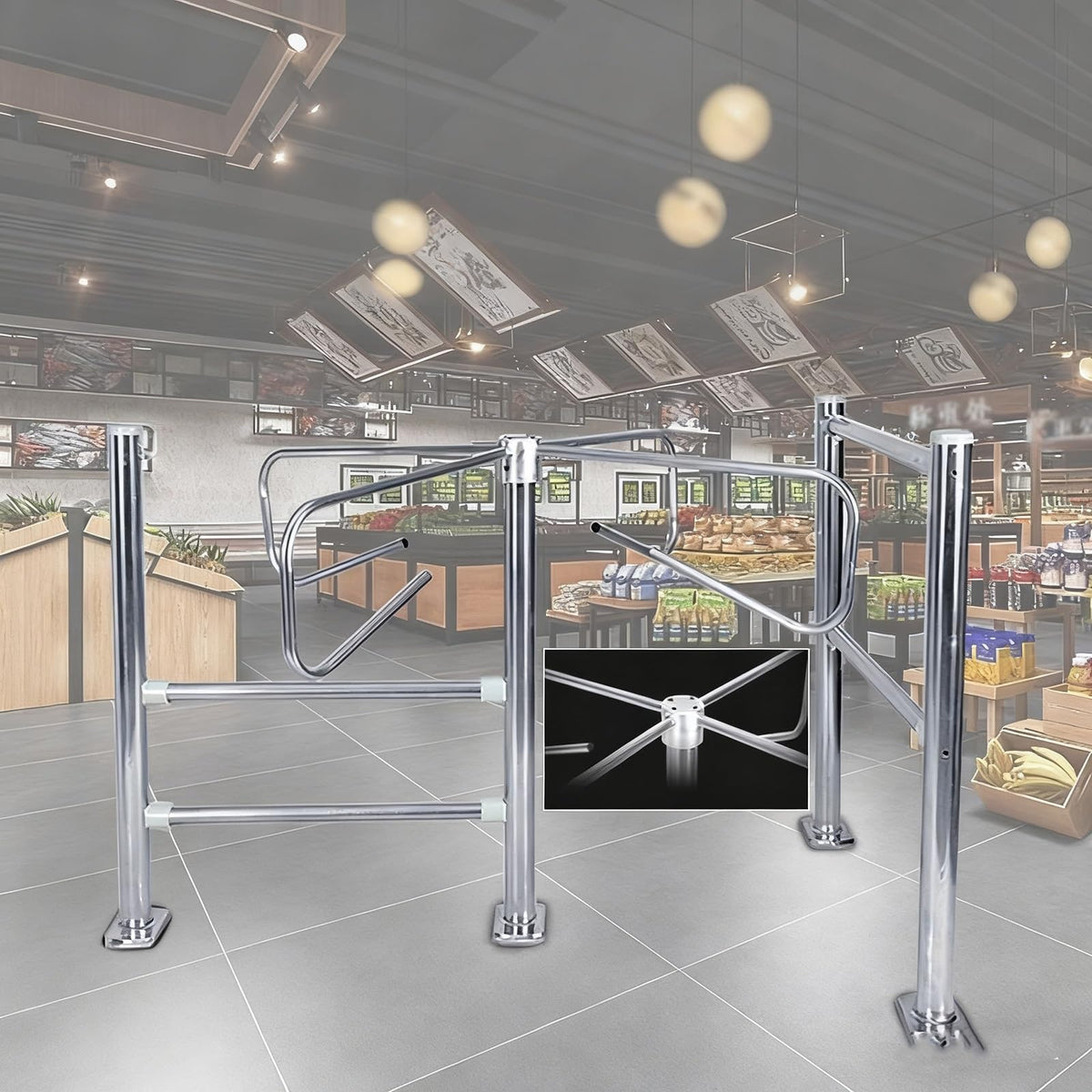 Cross One-Way Turnstile Gate, Manual Entrance and Exit, Stainless Steel Swing Gate for Supermarkets, Factories, Libraries, and Stores(66.9in/170cm)