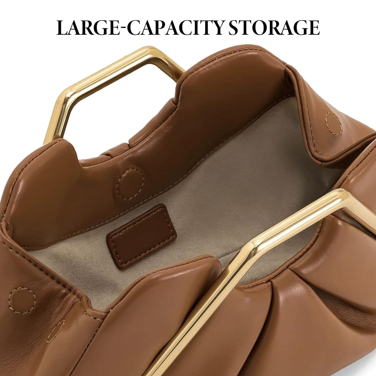 ROVLET 2026 New Brown leather Clutch for Women - Elegant Ruched Evening Handbags,Ruched Clutch Purse for Wedding Guests, Formal Events,Parties & Prom - Chic Ladies Purse (Bolsos para Mujer)
