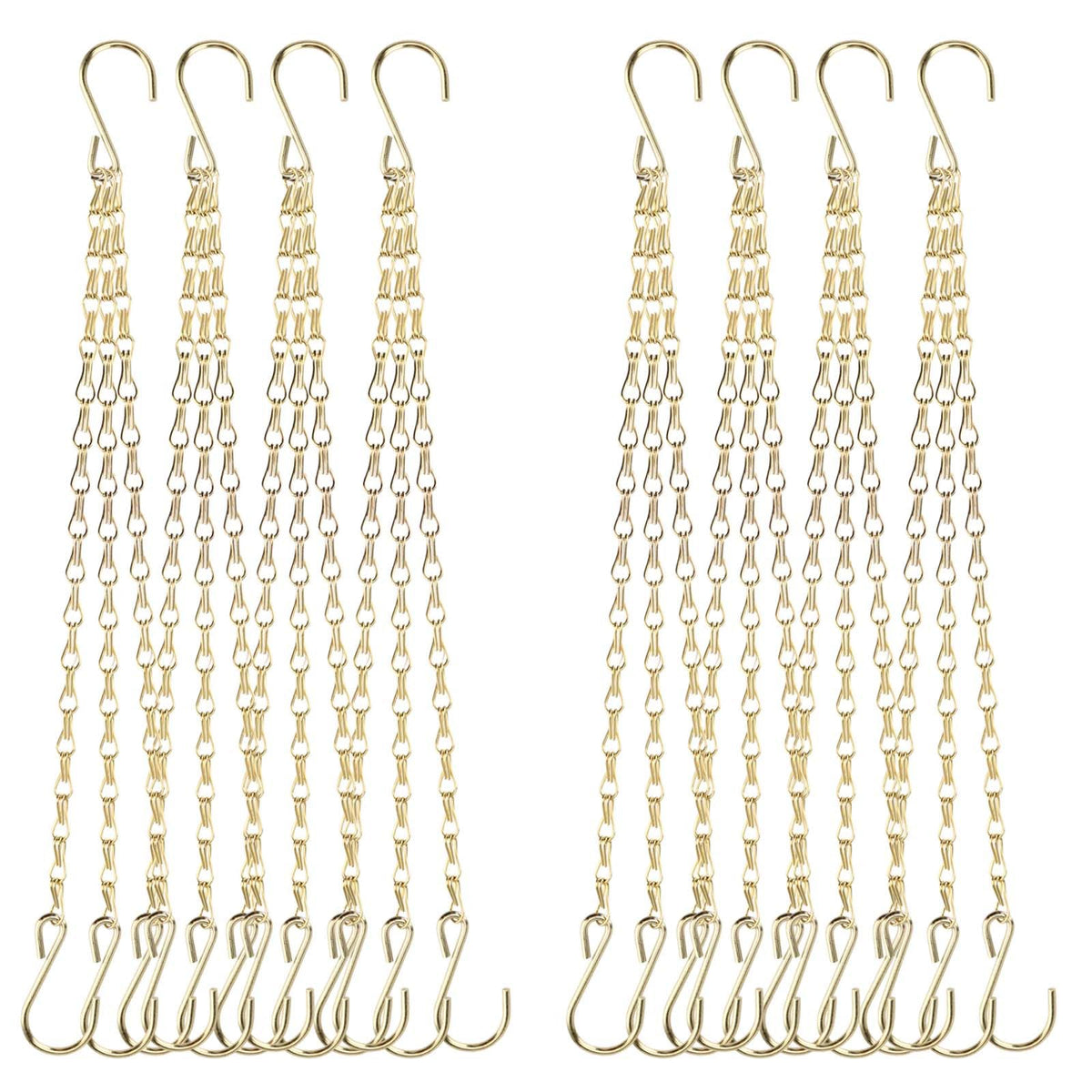 PINGEUI 8 Pack Gold Hanging Baskets Chains, 16 Inch Heavy Duty Metal Hanging Basket Chain Decorative Chains with S Hook, Plant Hanger Indoor Outdoor Replacement Hanging Chains