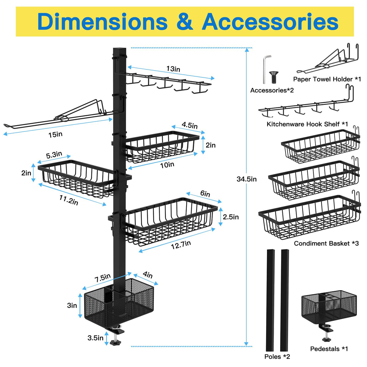 Griddle Caddy Organizer for Blackstone Griddle Accessories, for Husband & Dad & Him, Outdoor Kitchen Accessories, BBQ Grill Picnic Utensil Condiment Caddy with Paper Towel Holder