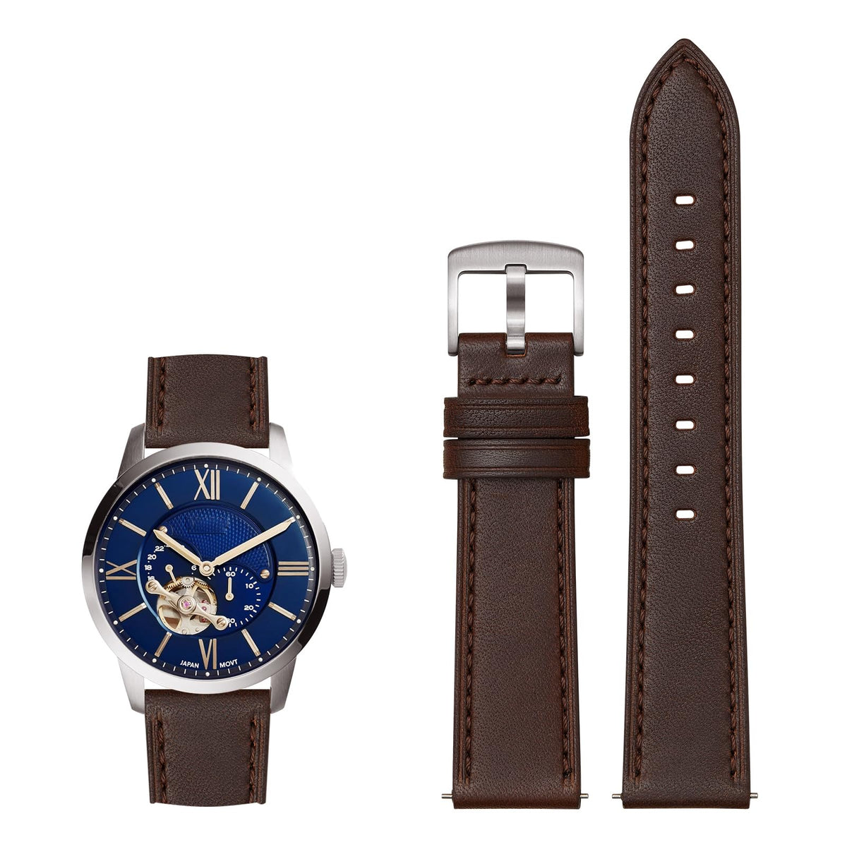 Afany Leather Watch Band 20mm, Quick Release Replacement Watch Strap, Dark Brown for Men Women