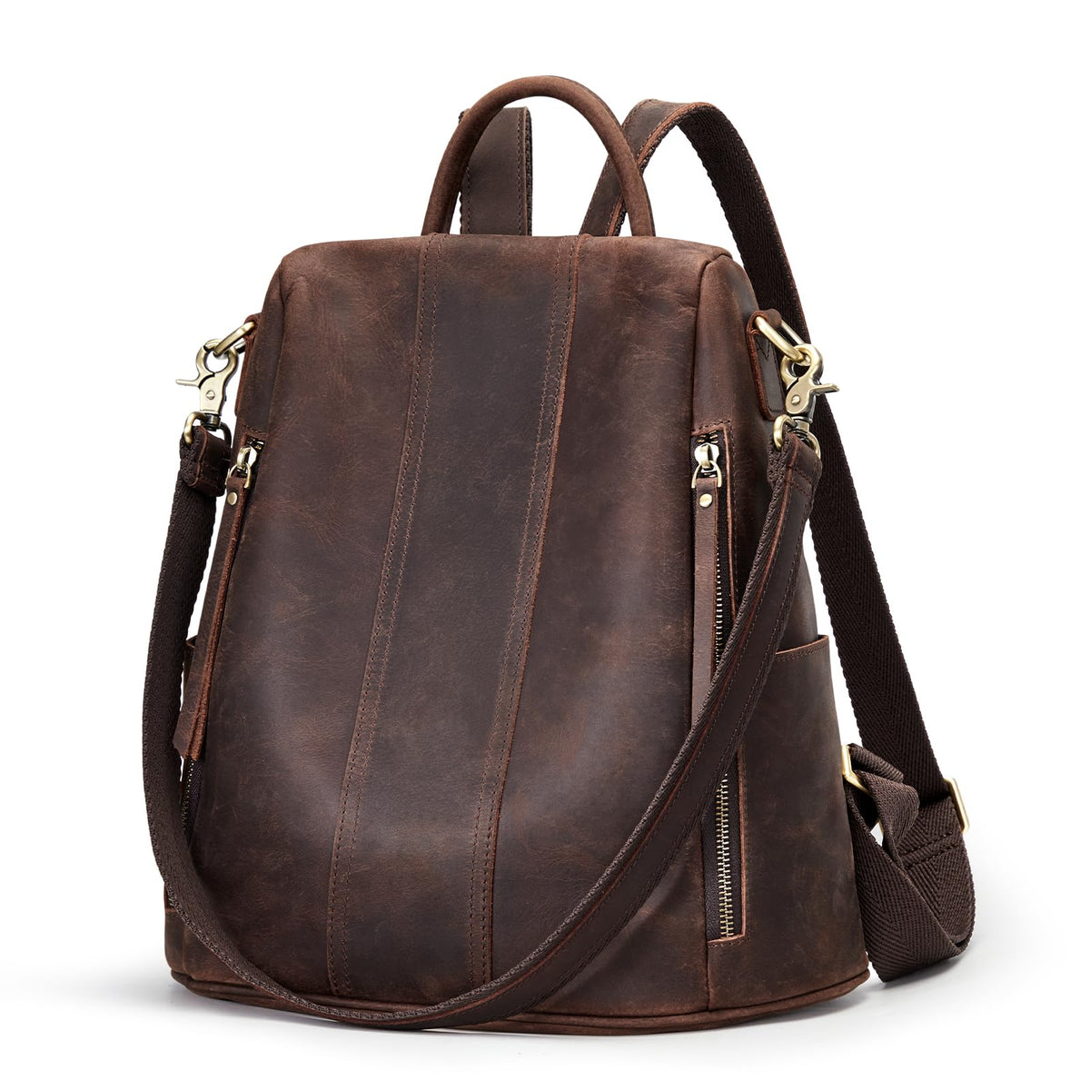 S-ZONE Leather Backpack Purses for Women Antitheft Soft Rucksack Ladies Shoulder Bag Medium